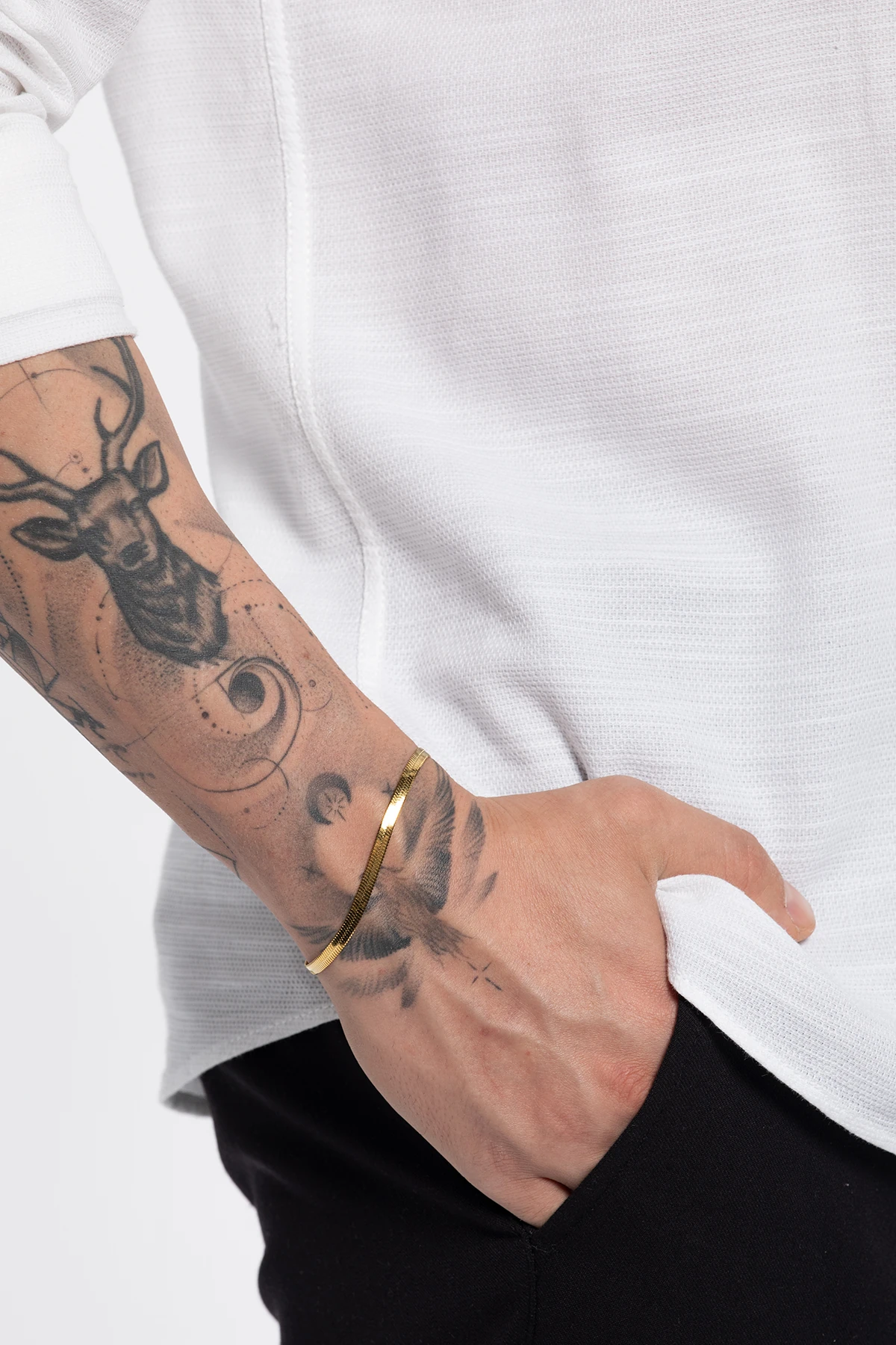 Noldor Erkek Italyan Hasır Gold Renk Paslanmaz Çelik Bileklik