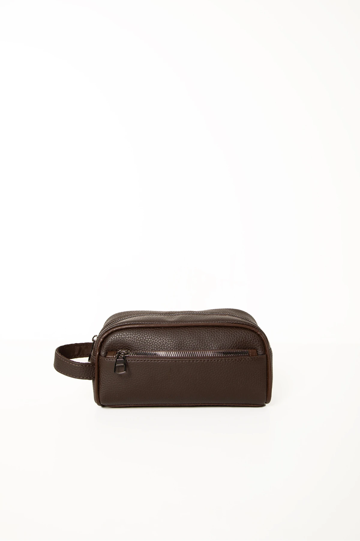 Lurtz Erkek Kahverengi Vegan Deri El Çantası – Fermuarlı Ön Cep, Dokulu Desen