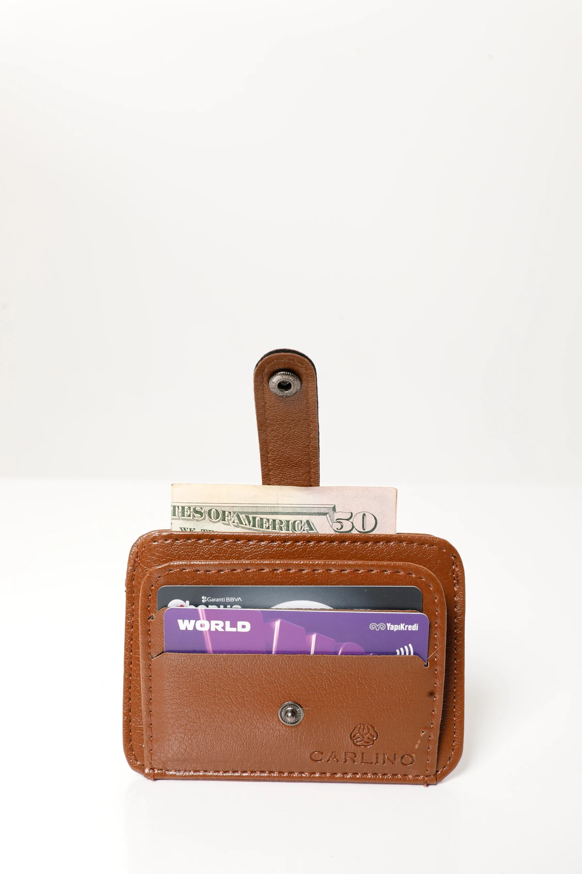 Erkek Taba Vegan Deri Spor Kartlık