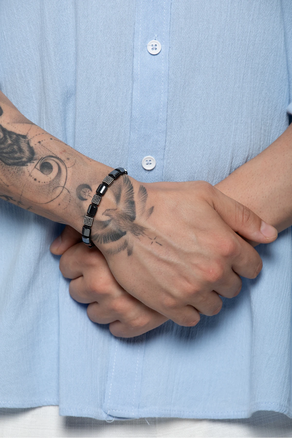 Tulkas Erkek Siyah Zirkon Taş Işlemeli Doğaltaş Makrome Bileklik