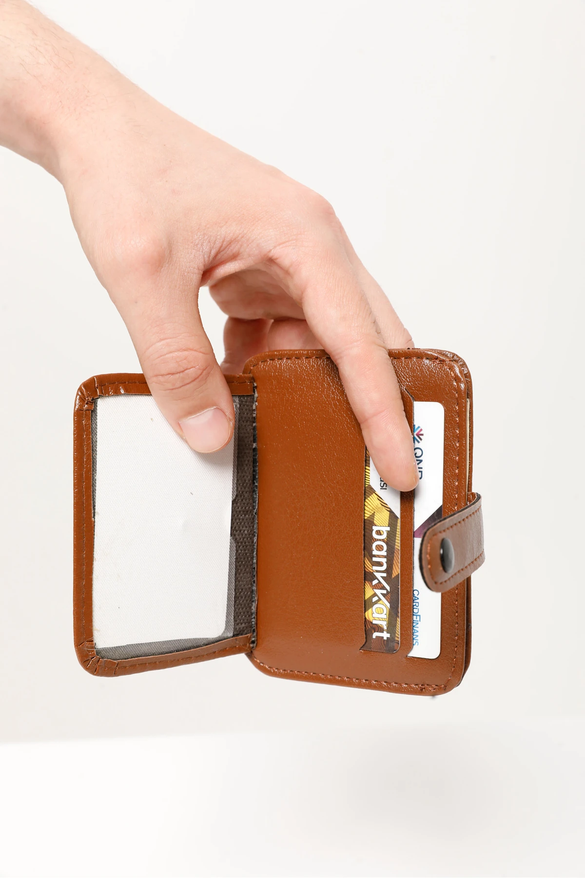 Erkek Taba Vegan Deri Spor Kartlık