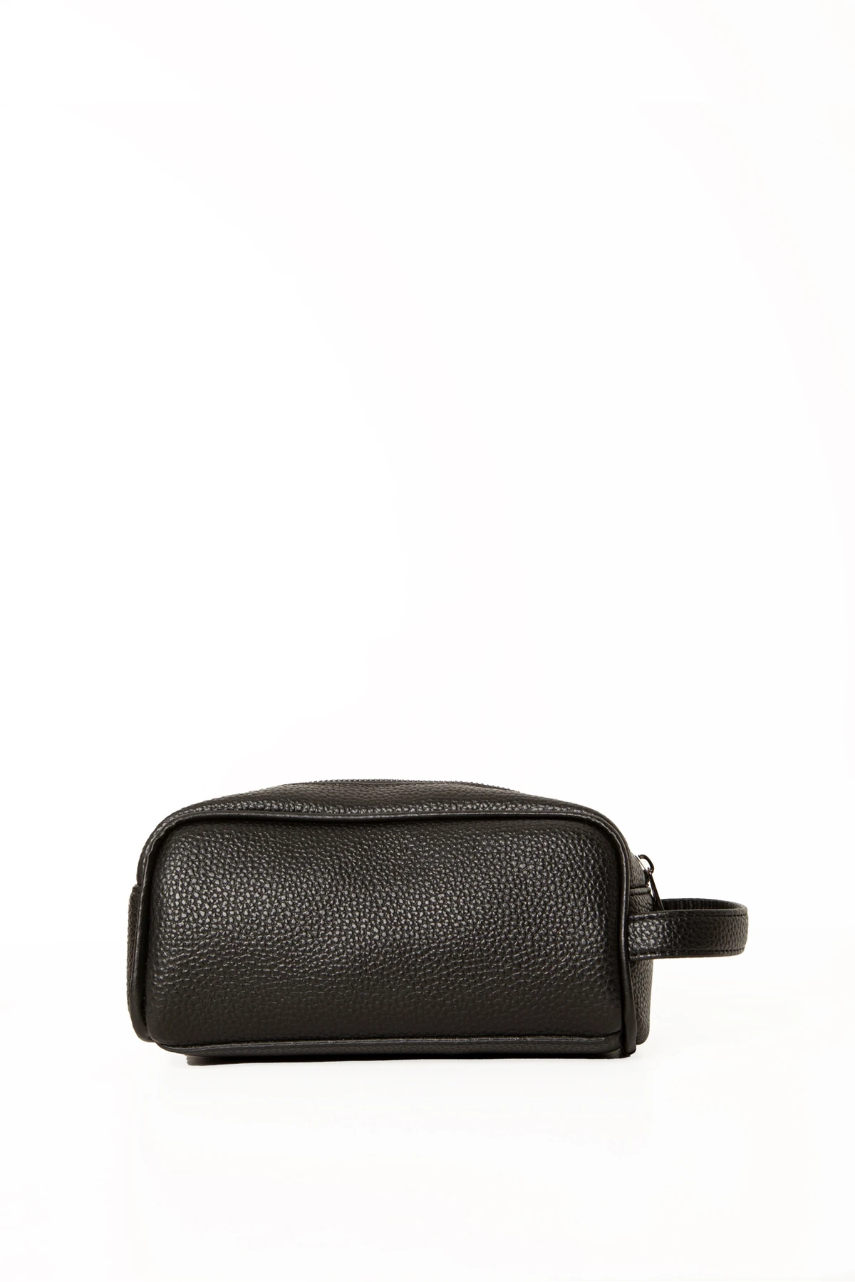 Adar Erkek Siyah Vegan Deri El Çantası – Fermuarlı Ön Cep, Dokulu Desen