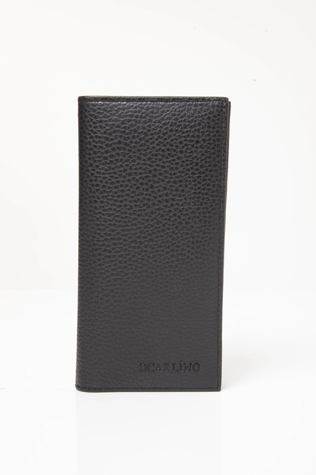 Erkek Siyah Suni Deri Telefon Bölmeli 10 Kartlık Şeffaf Gözlü Cüzdan