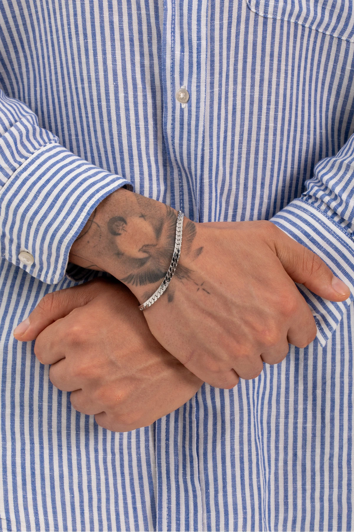 Draco Erkek Gümüş Renk Ezme Snake Model Paslanmaz Çelik Bileklik