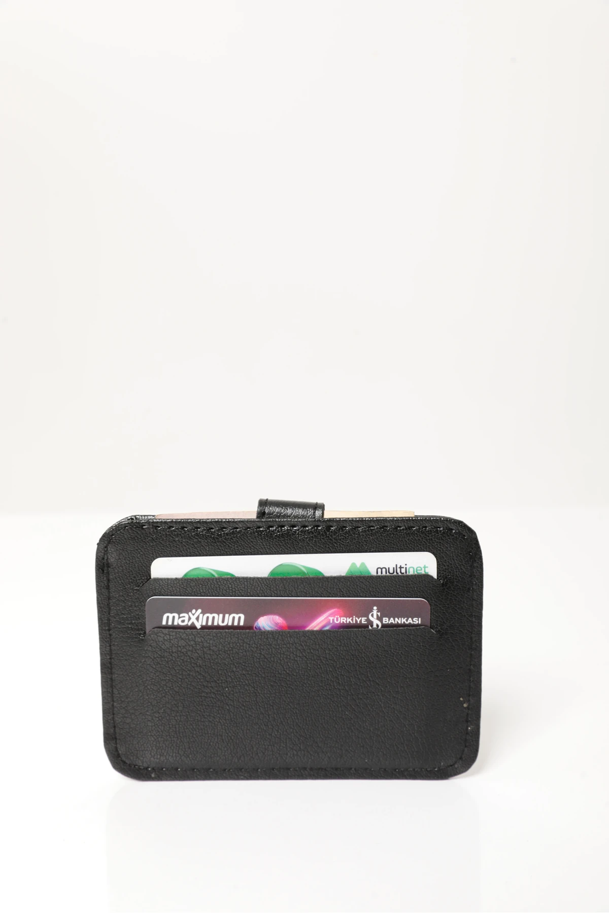 Erkek Siyah Vegan Deri Spor Kartlık