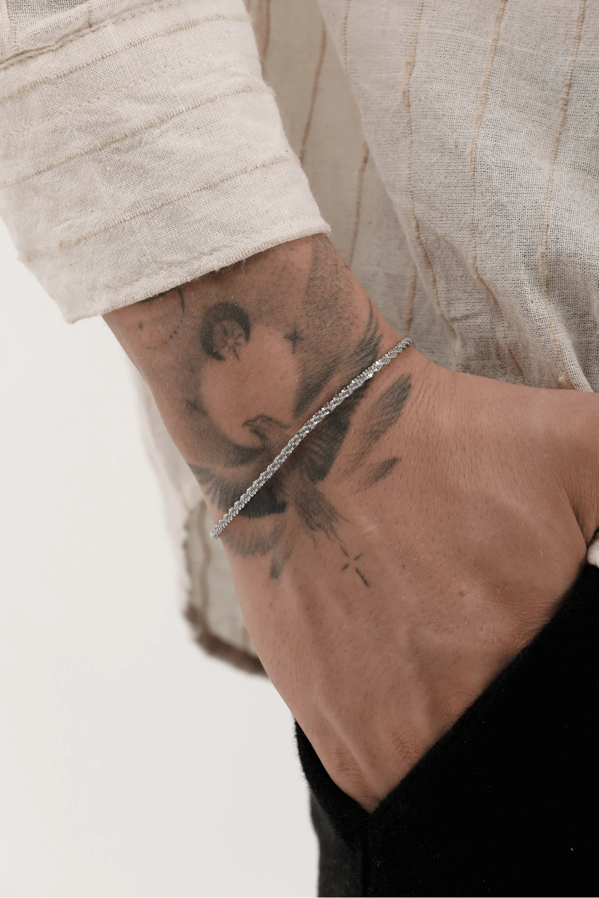 Erkek Paslanmaz Çelik İnce Elmas Kesim Zincir Bileklik