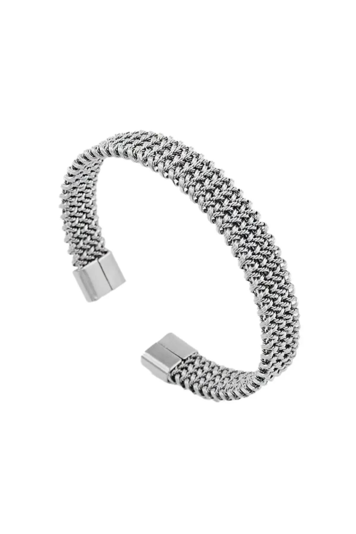 Criston Erkek Gümüş Renk Paslanmaz Çelik Kelepçe Bileklik