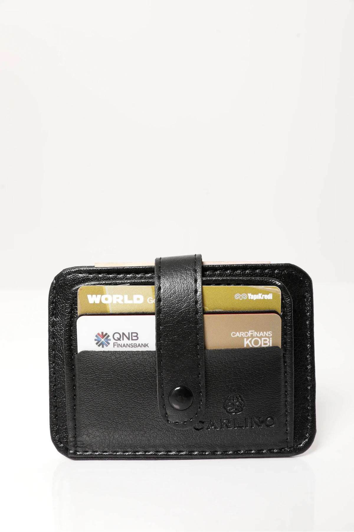 Erkek Siyah Vegan Deri Spor Kartlık