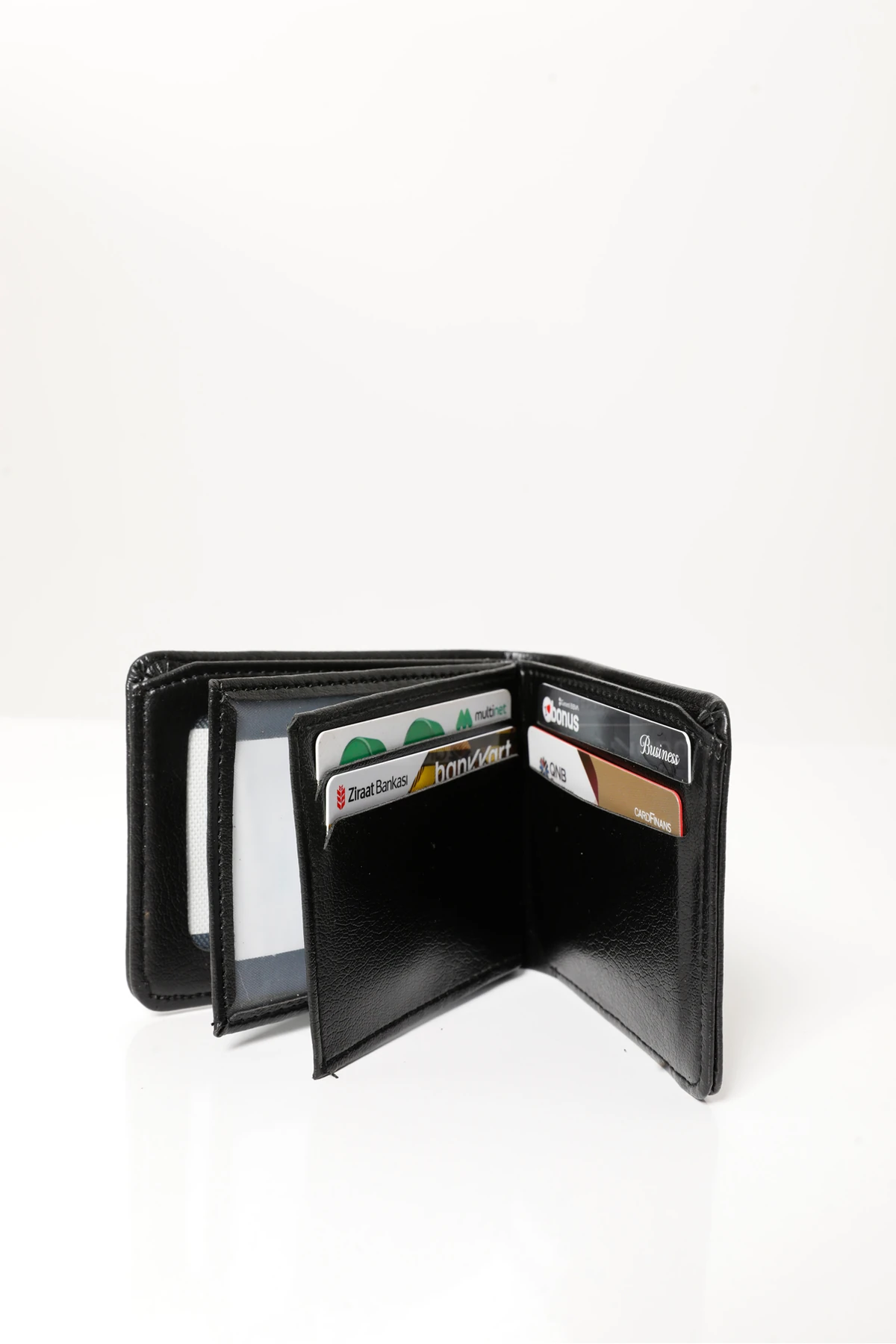 Erkek Siyah Vegan Deri Yatay Klasik Cüzdan