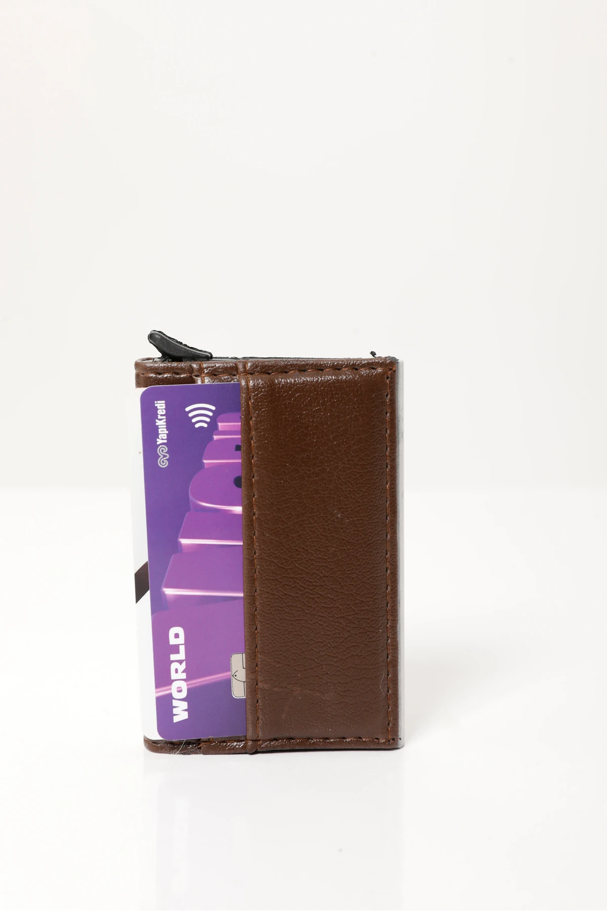 Otomatik Mekanizmalı 10 Kart Kapasiteli Erkek Kahverengi Akıllı Kredi Kartlık