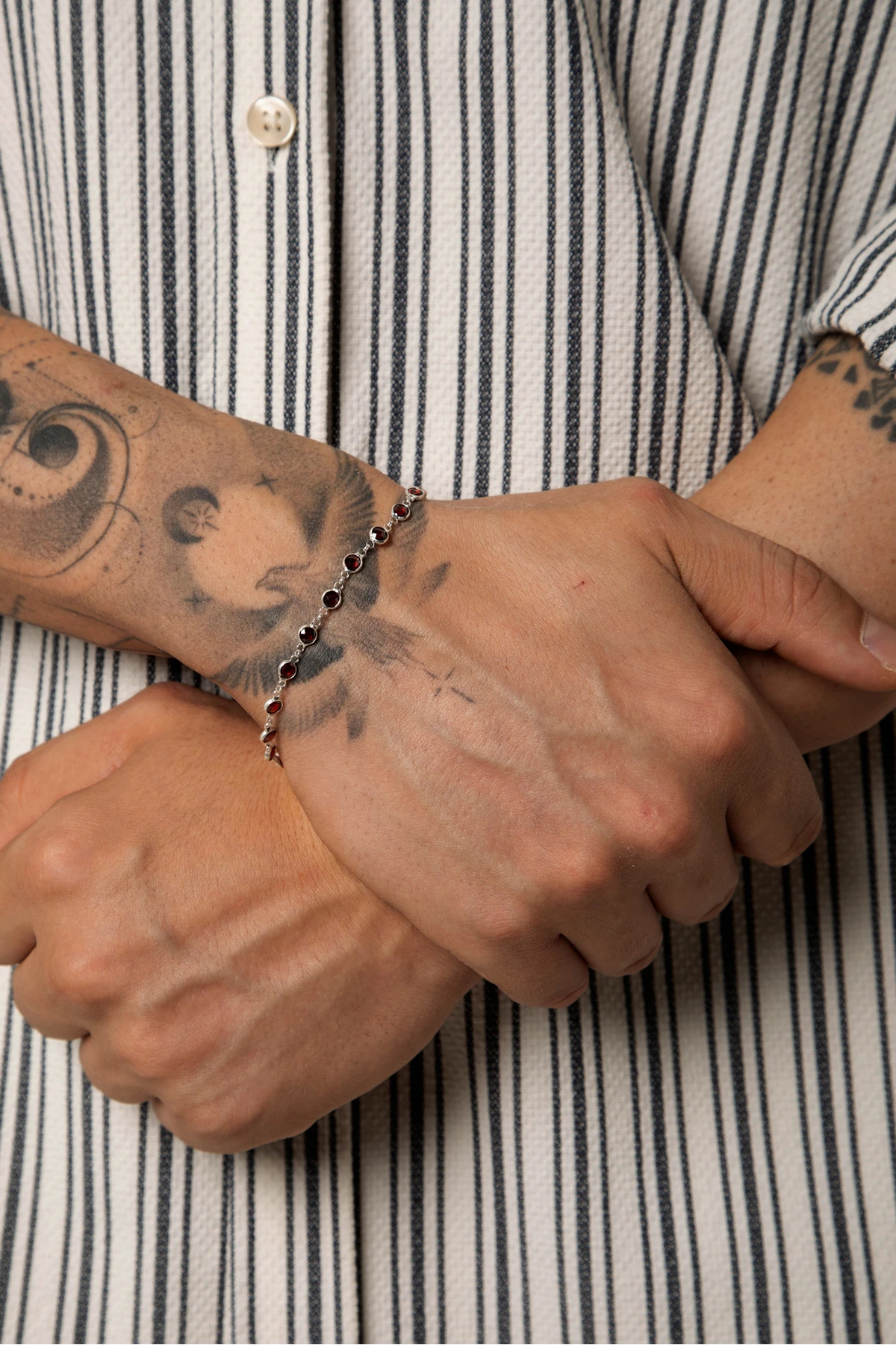 Pyat 925 Ayar Gümüş Kırmızı Zirkon Taşlı Erkek Bileklik