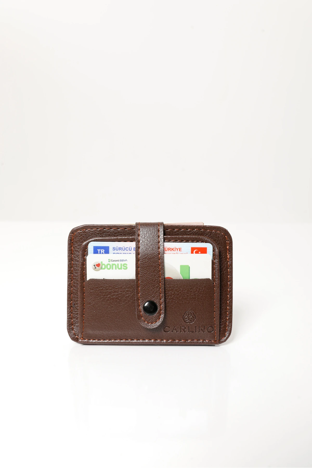 Erkek Kahverengi Vegan Deri Spor Kartlık