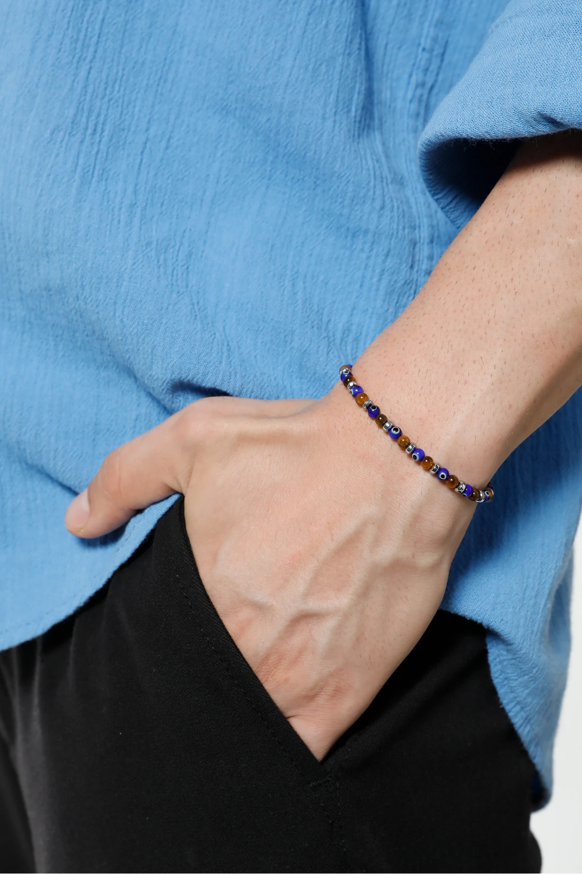 Rian Kaplan Gözü Nazar Boncuklu Unisex Ayarlanabilir Makrome Bileklik