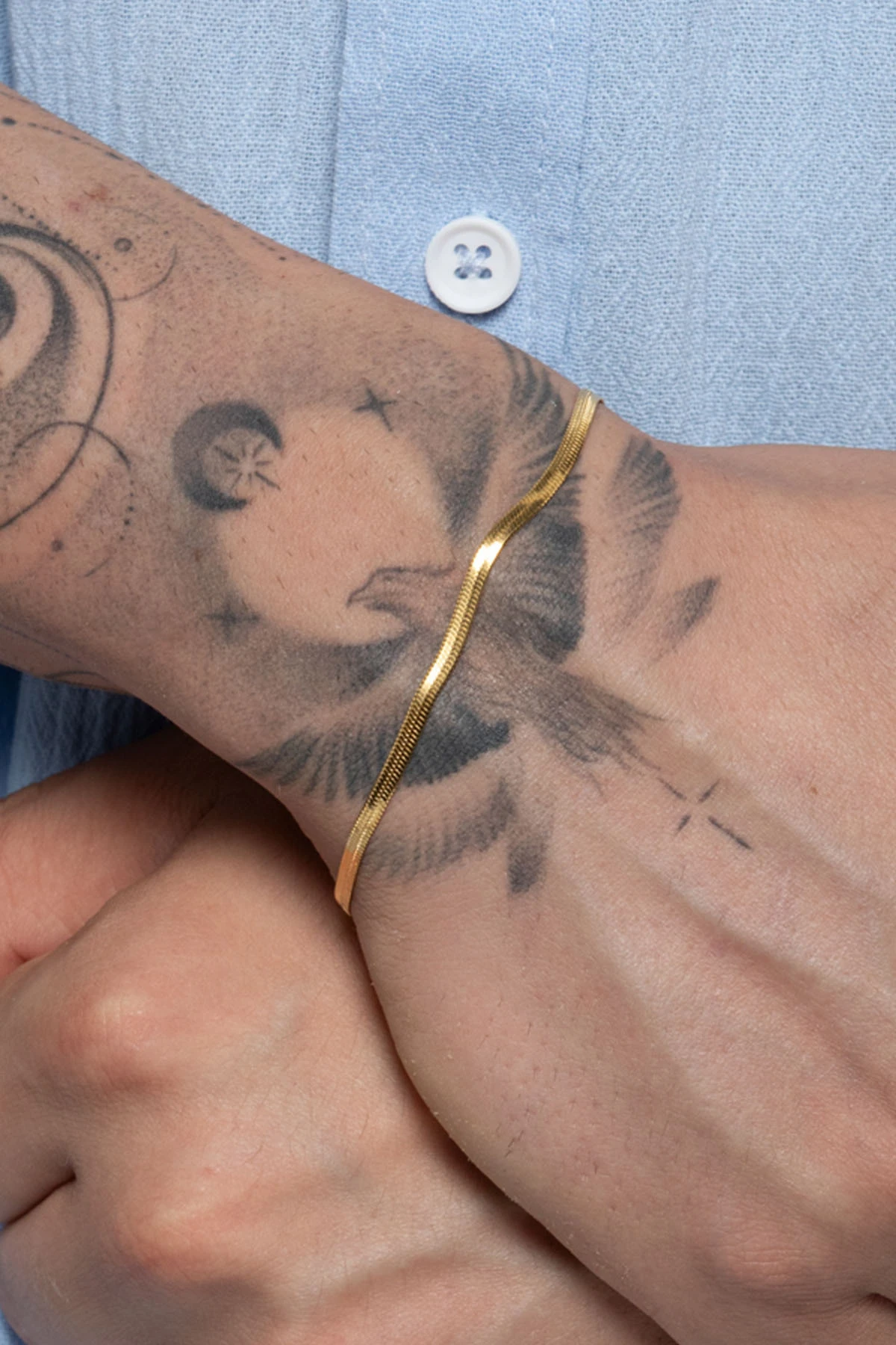 Aule Erkek Ince Italyan Hasır Gold Renk Paslanmaz Çelik Bileklik