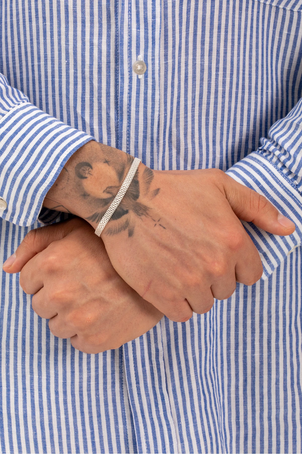 Tuor Erkek İtalyan Hasır Model 925 Ayar Gümüş Bileklik – Parlak Gümüş Renk (4 mm Genişlik)