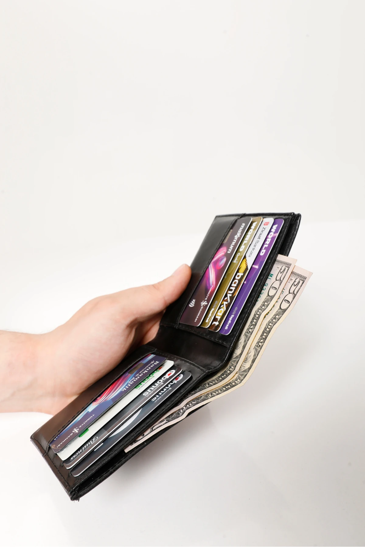 Erkek Siyah Vegan Deri Yatay Spor Cüzdan & Kartlık