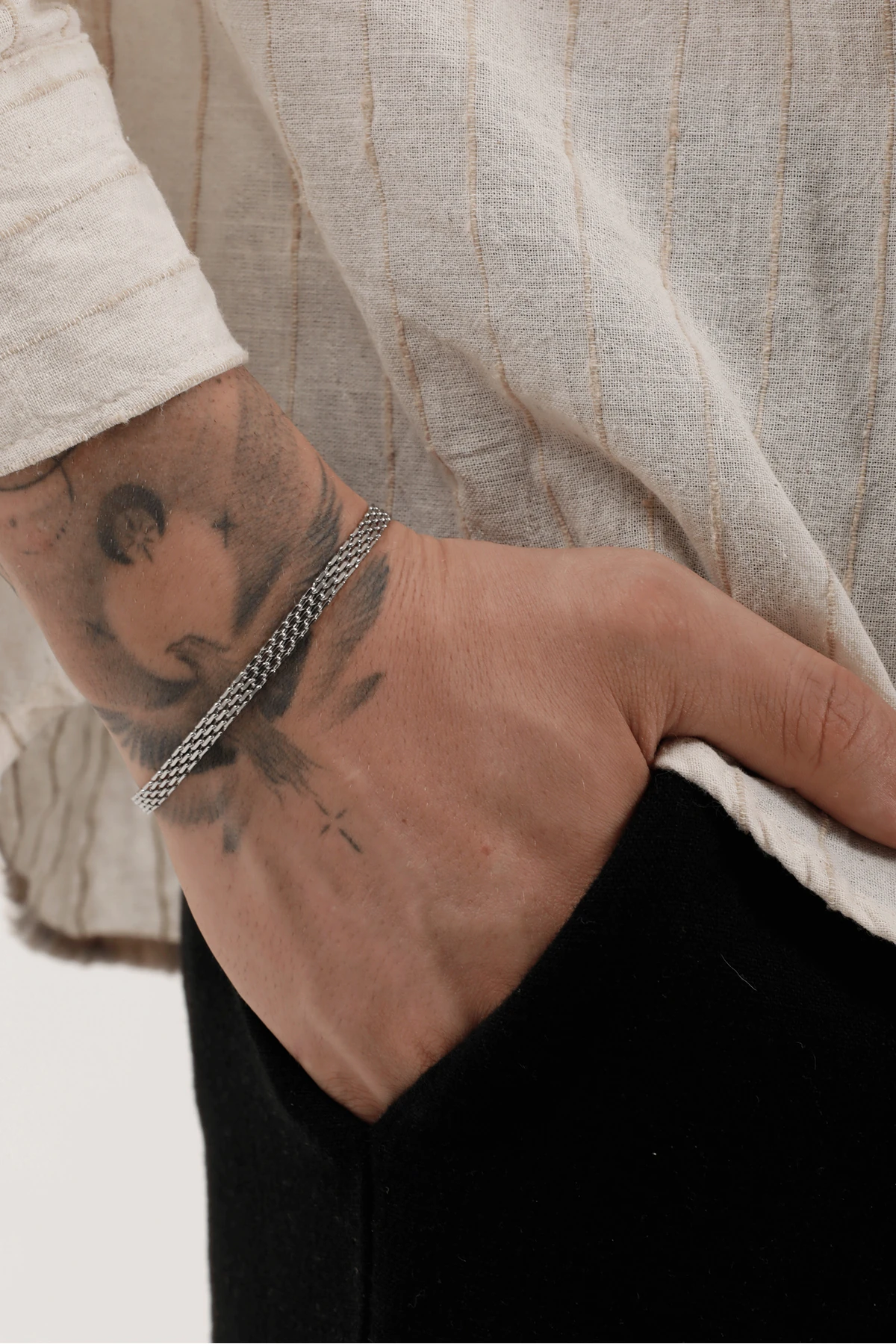 Erkek Paslanmaz Çelik Hasır Örgü Model Zincir Bileklik