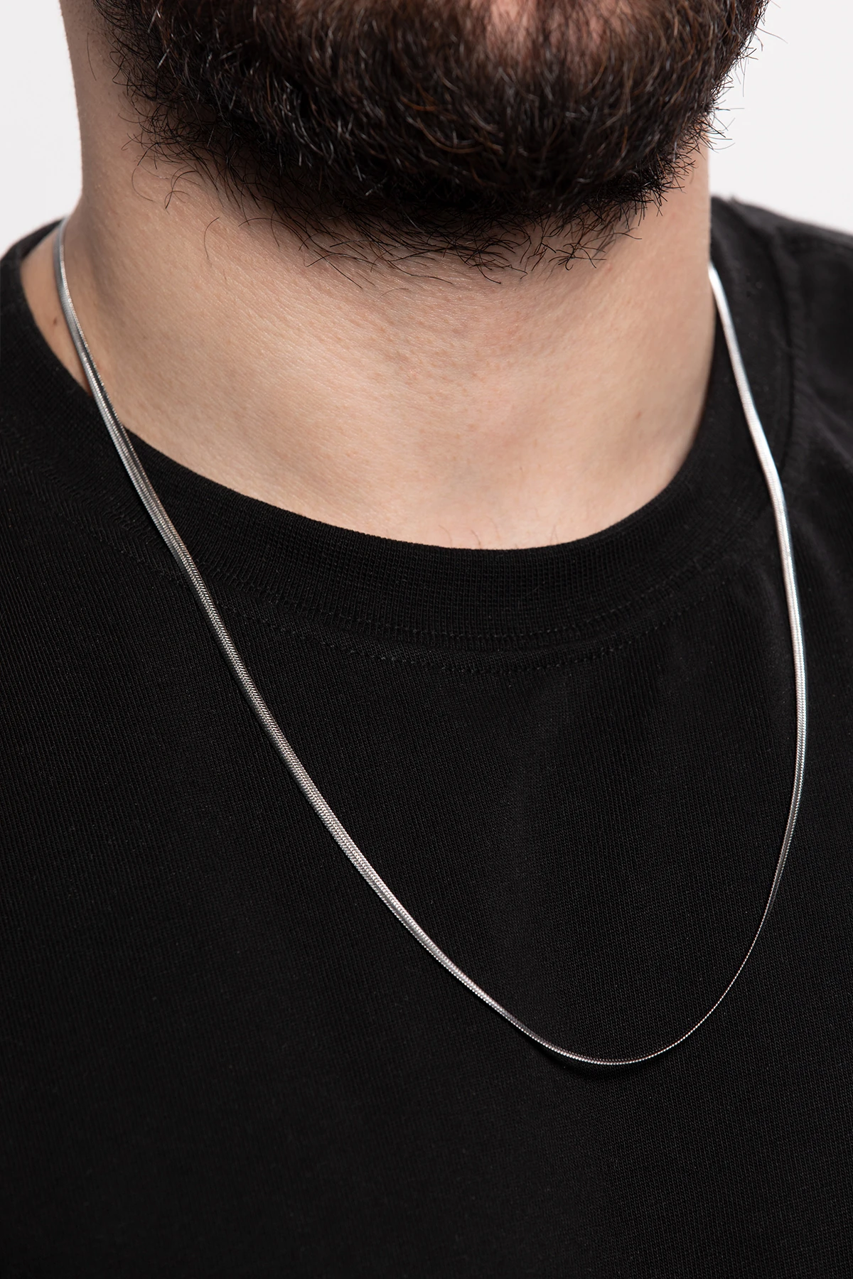 Mirkwood Erkek Gümüş Renk Italyan Hasır Paslanmaz Çelik Kolye