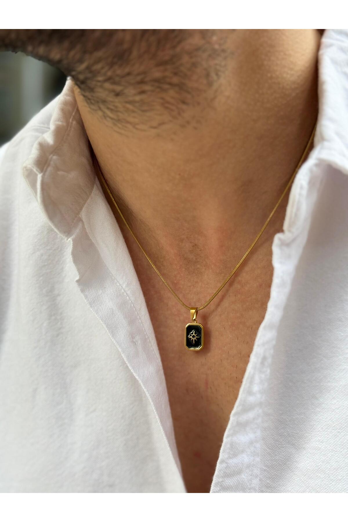 Mirri Gold Renk Paslanmaz Çelik Erkek Kolye – Kutup Yıldızı Figürlü