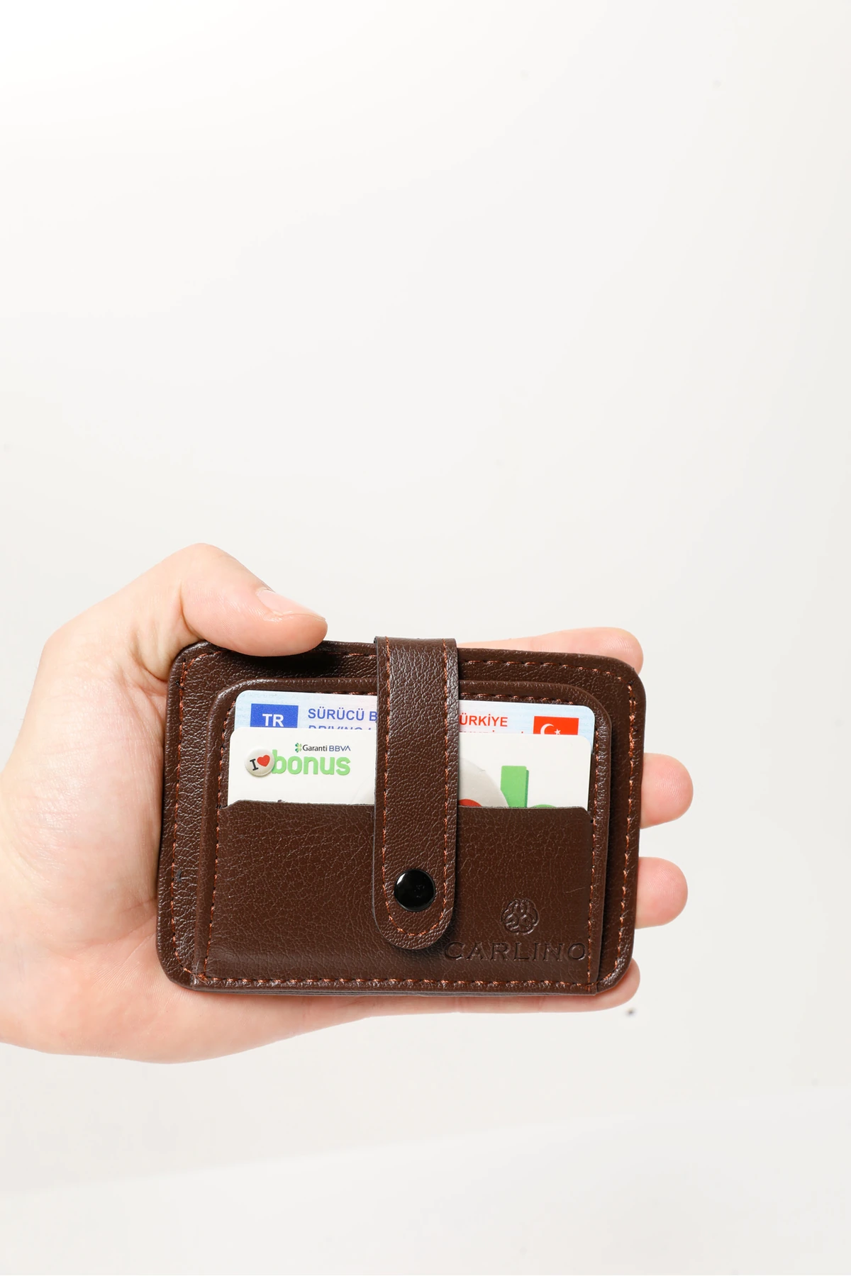 Erkek Kahverengi Vegan Deri Spor Kartlık