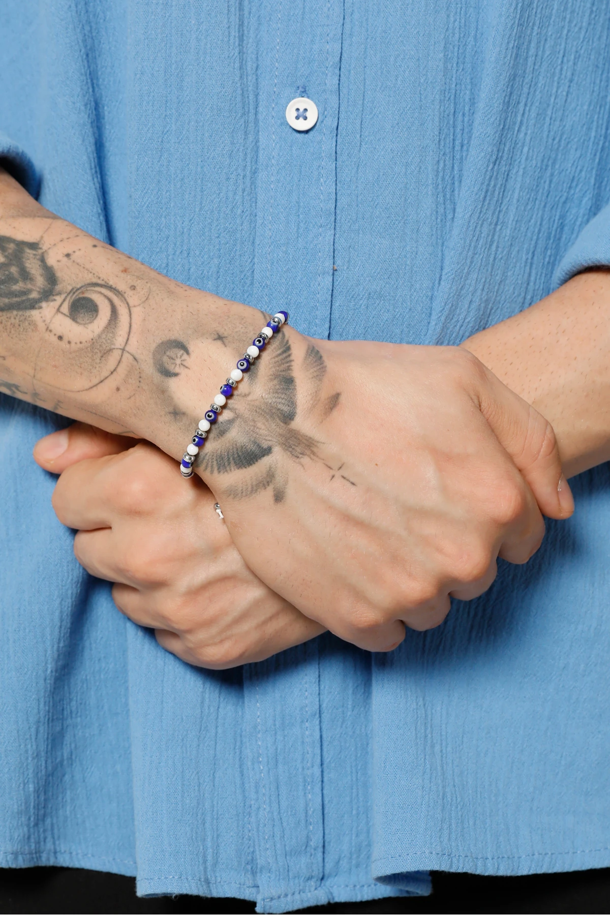 Revion Boncuklu Beyaz Unisex Ayarlanabilir Makrome Bileklik