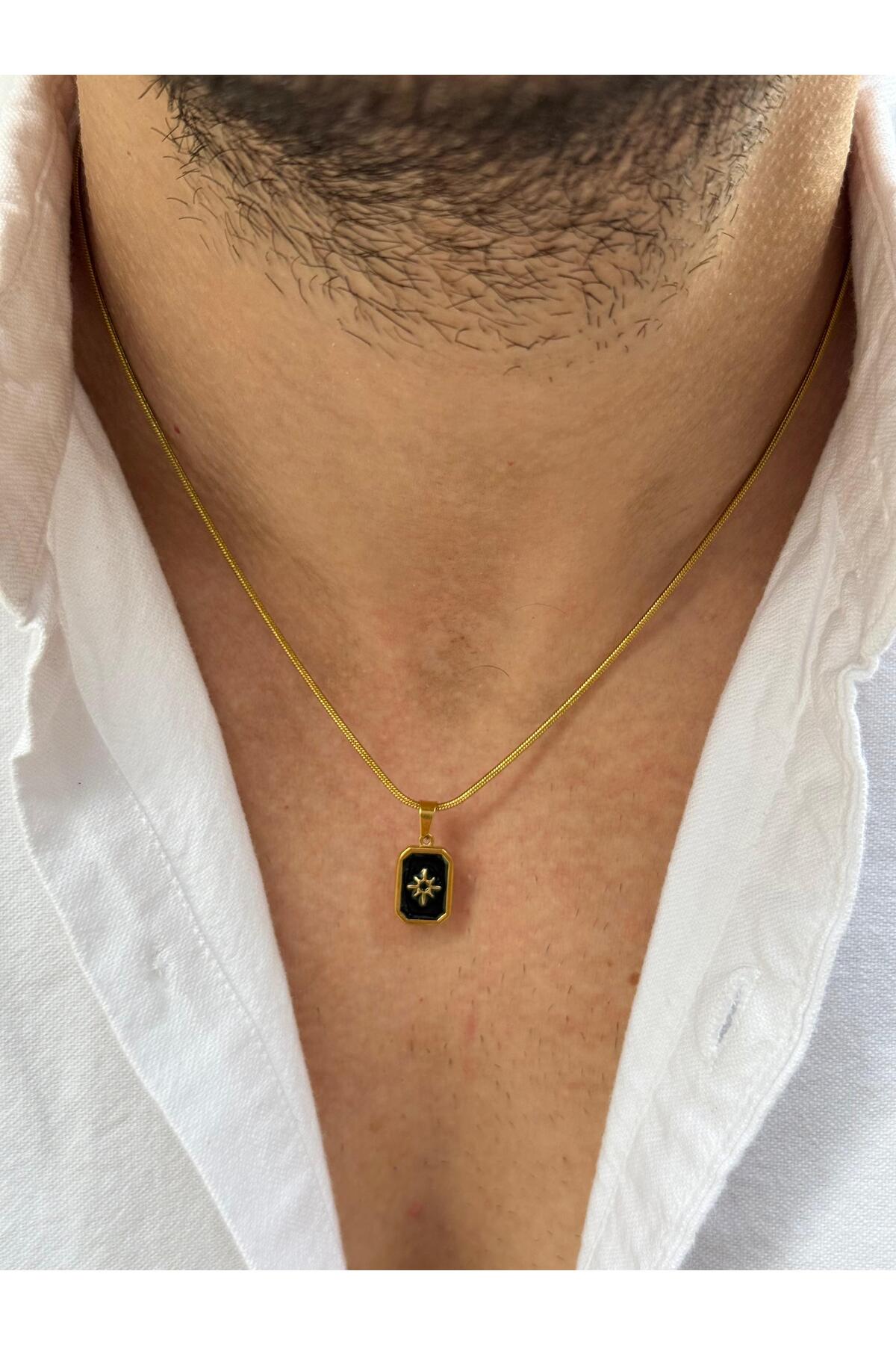 Mirri Gold Renk Paslanmaz Çelik Erkek Kolye – Kutup Yıldızı Figürlü