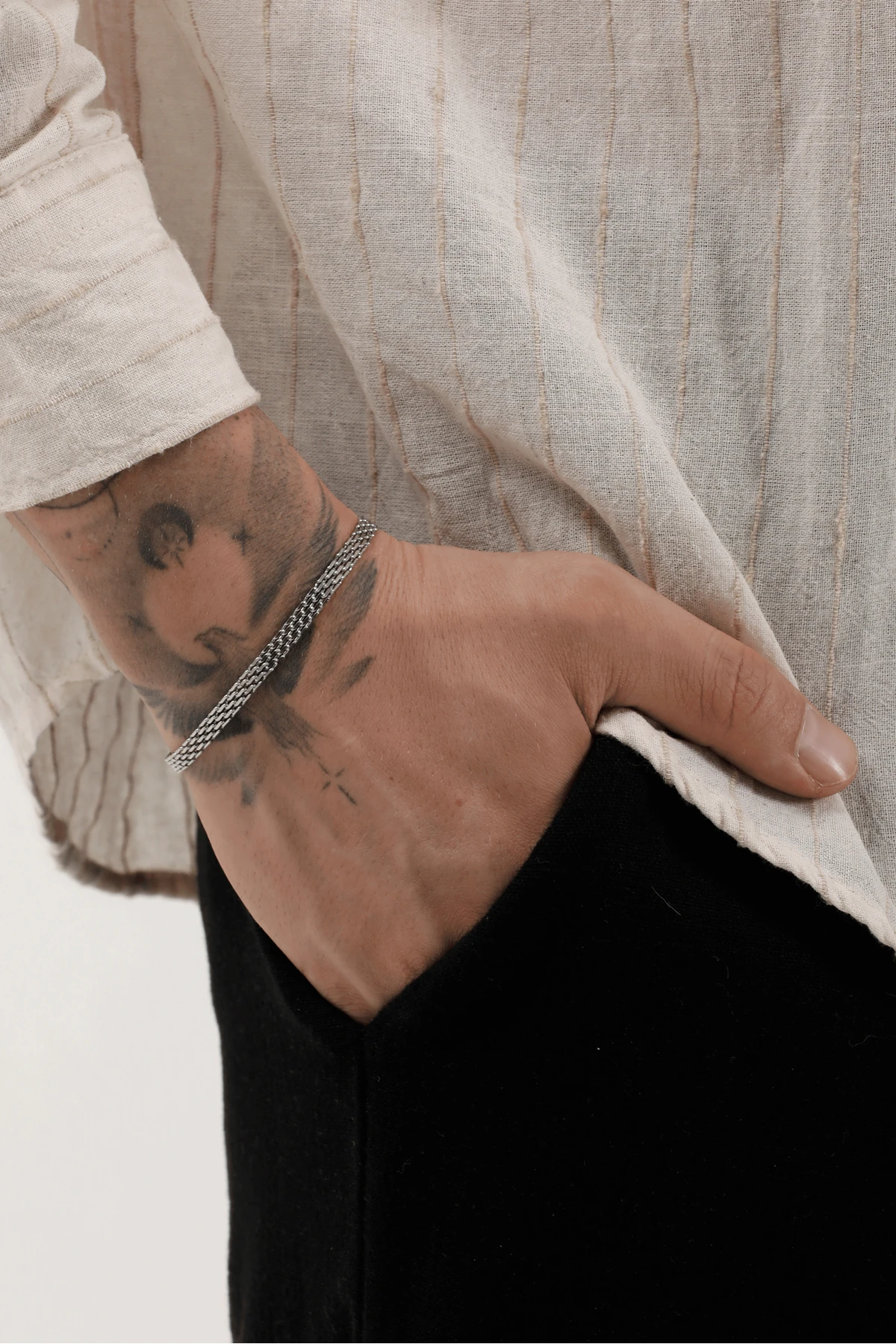 Erkek Paslanmaz Çelik Hasır Örgü Model Zincir Bileklik