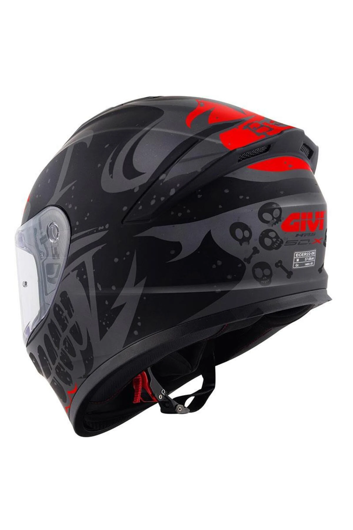 GIVI 50.X BONES MAT SİYAH-KIRMIZI KASK