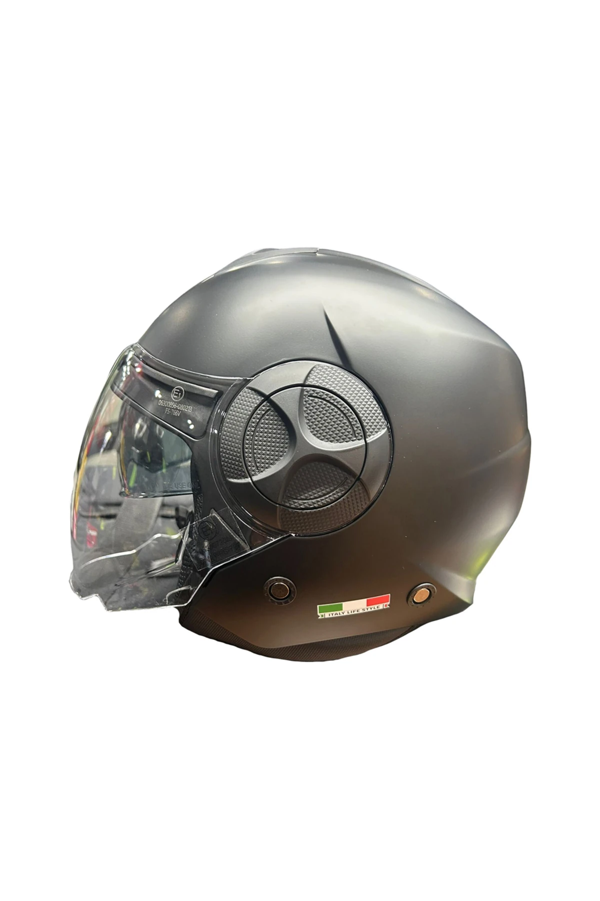 737 Mat Siyah Güneş Vizörlü Yarım Motosiklet Kaskı