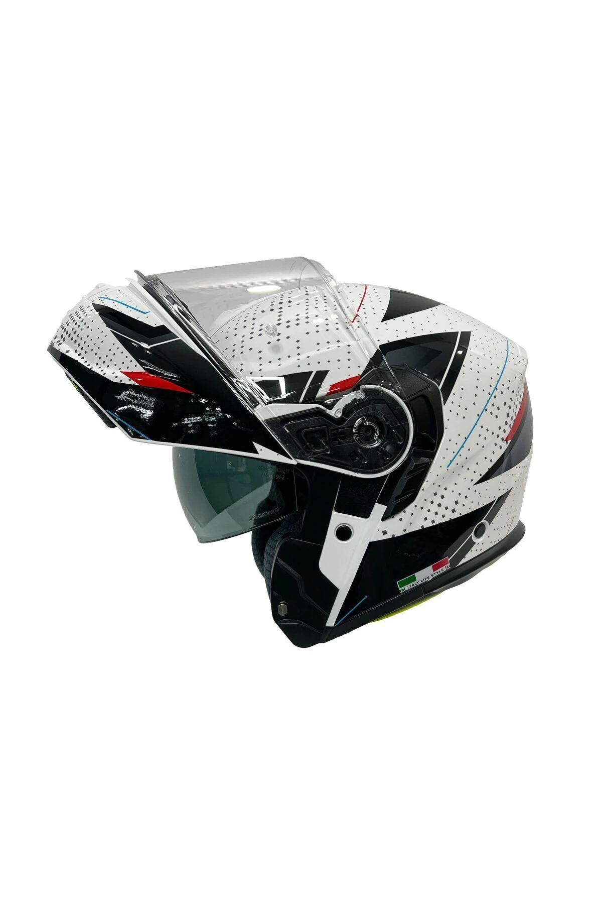 Kask FS917 Fusion White Black Red Çene Açılır