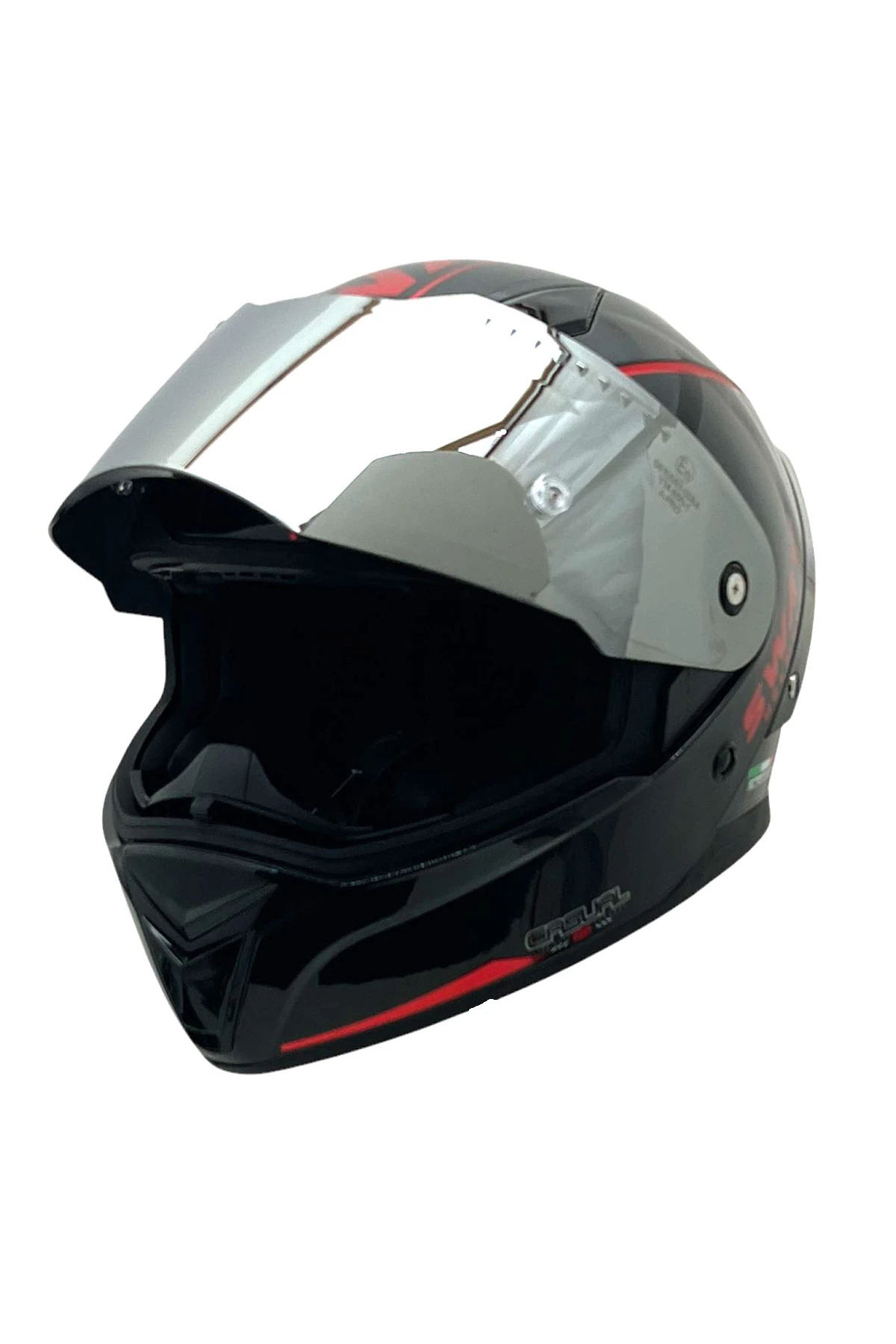 SW 850 PARLAK SİYAH KIRMIZI KASK + PİNLOCK (BUHAR CAMI HEDİYELİ)