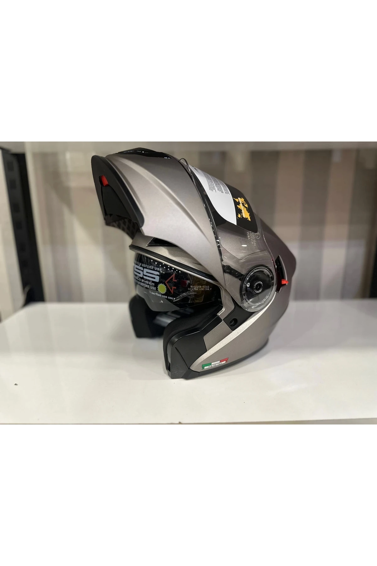 KASK SWAY 926 MAT TİTANYUM ÇENE AÇILIR