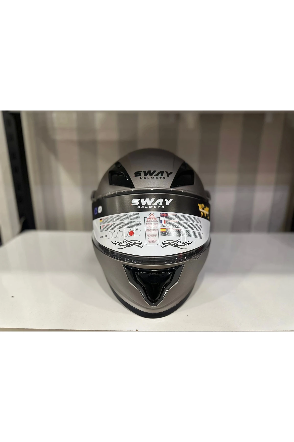 KASK SWAY 926 MAT TİTANYUM ÇENE AÇILIR