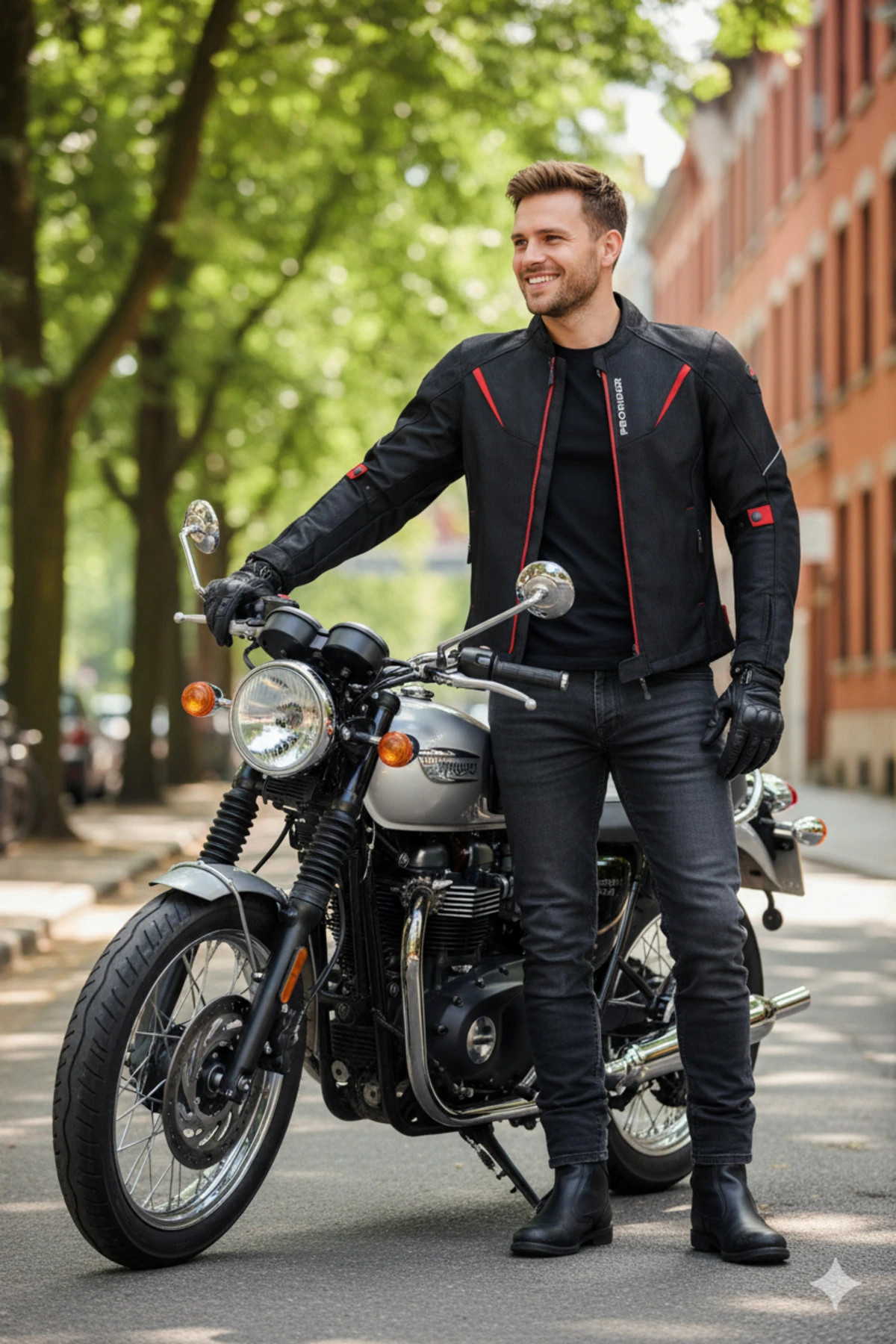 Windy Fileli Yazlık Siyah Motosiklet Montu Zırh File Model