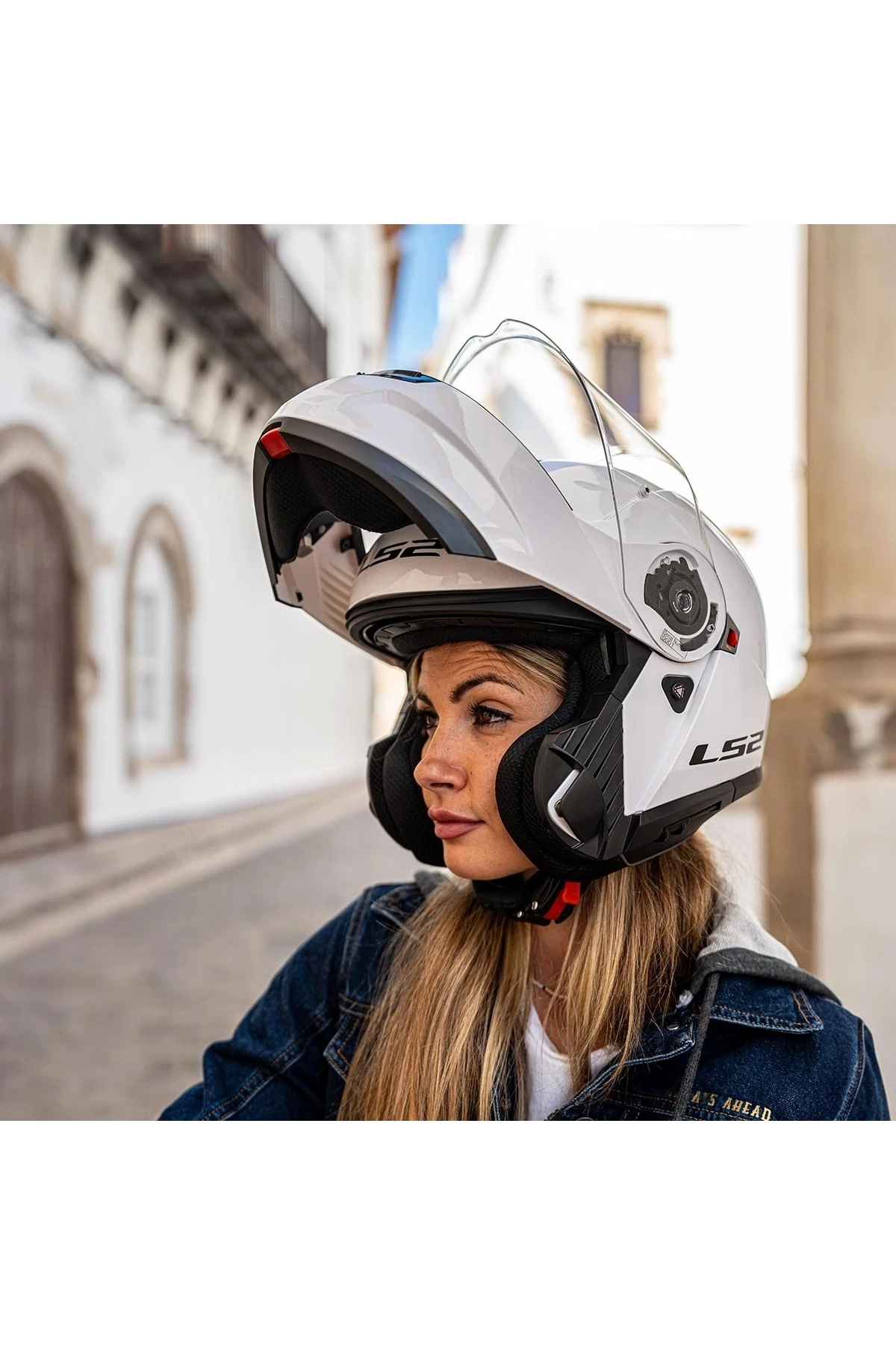 STROBE 2 ÇENE AÇILIR BEYAZ KASK