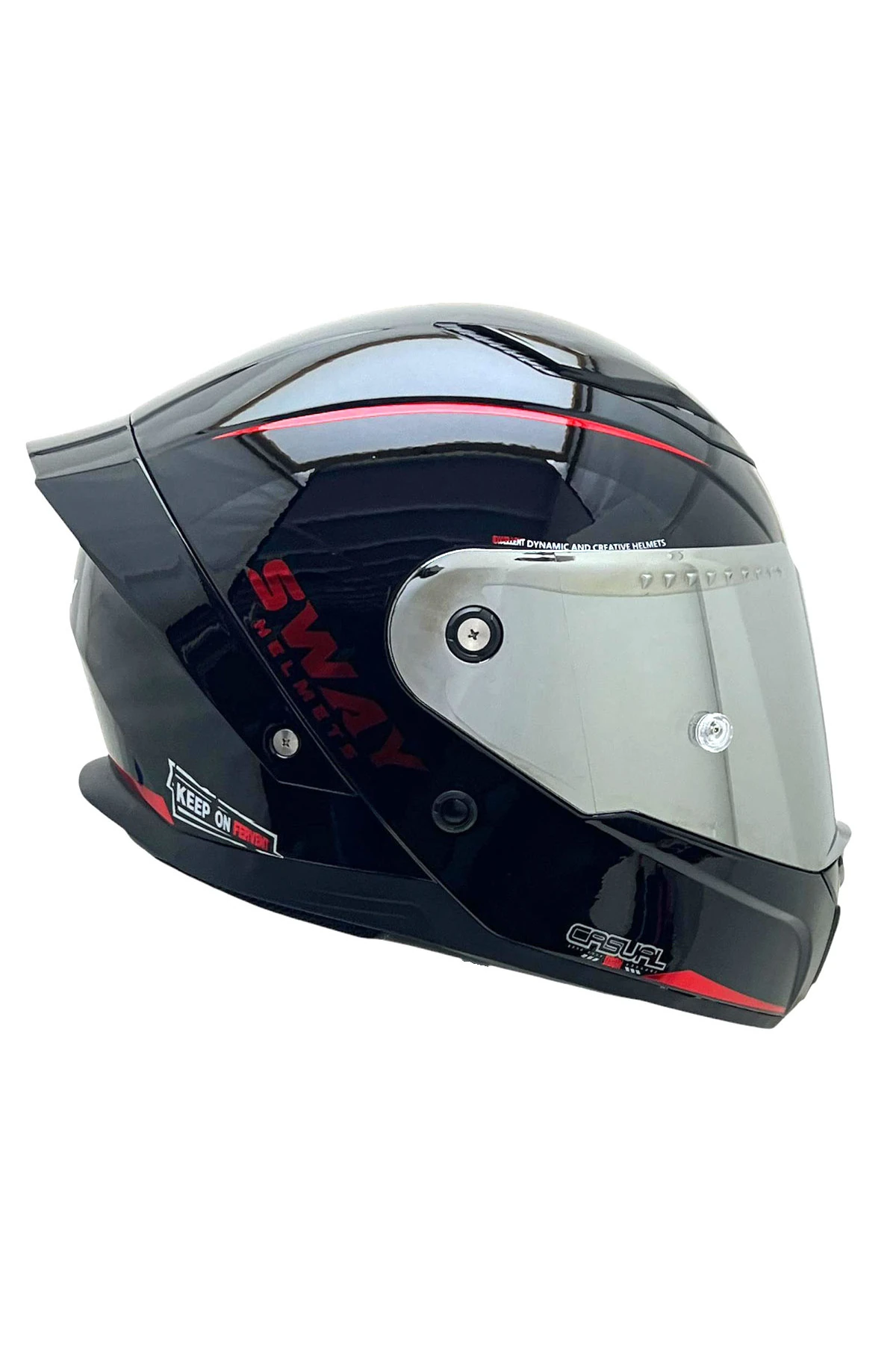 SW 850 PARLAK SİYAH KIRMIZI KASK + PİNLOCK (BUHAR CAMI HEDİYELİ)