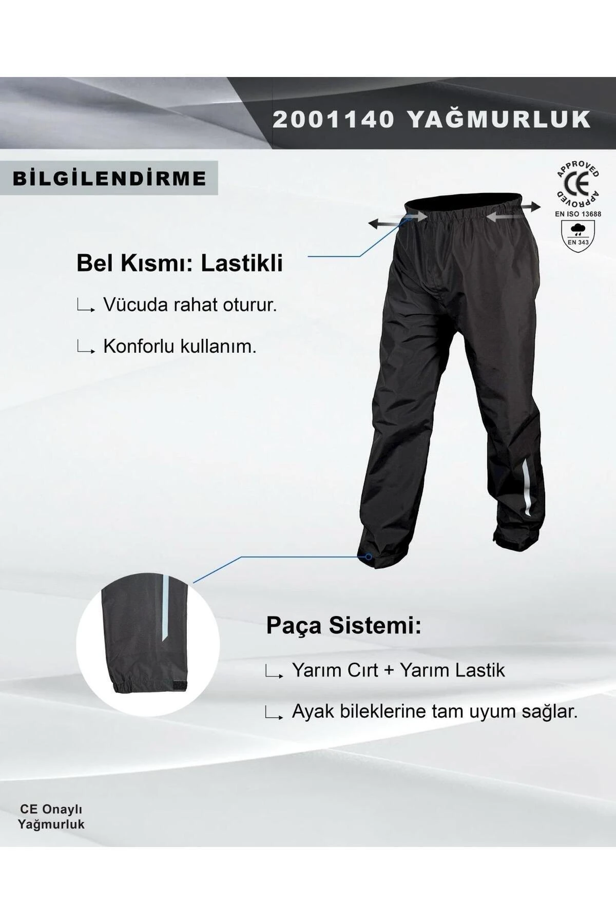 2001140 Taş Siyah Yağmurluk Takım