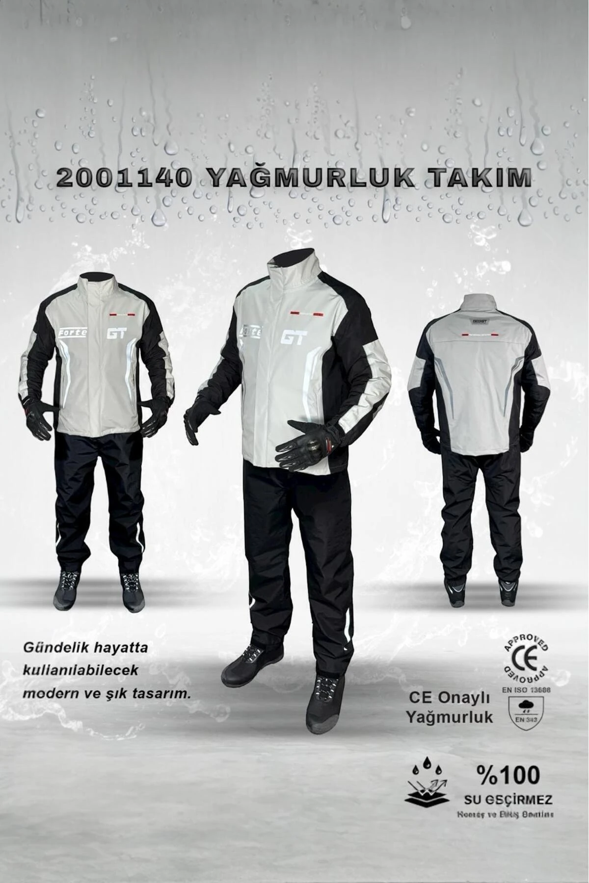 2001140 Taş Siyah Yağmurluk Takım