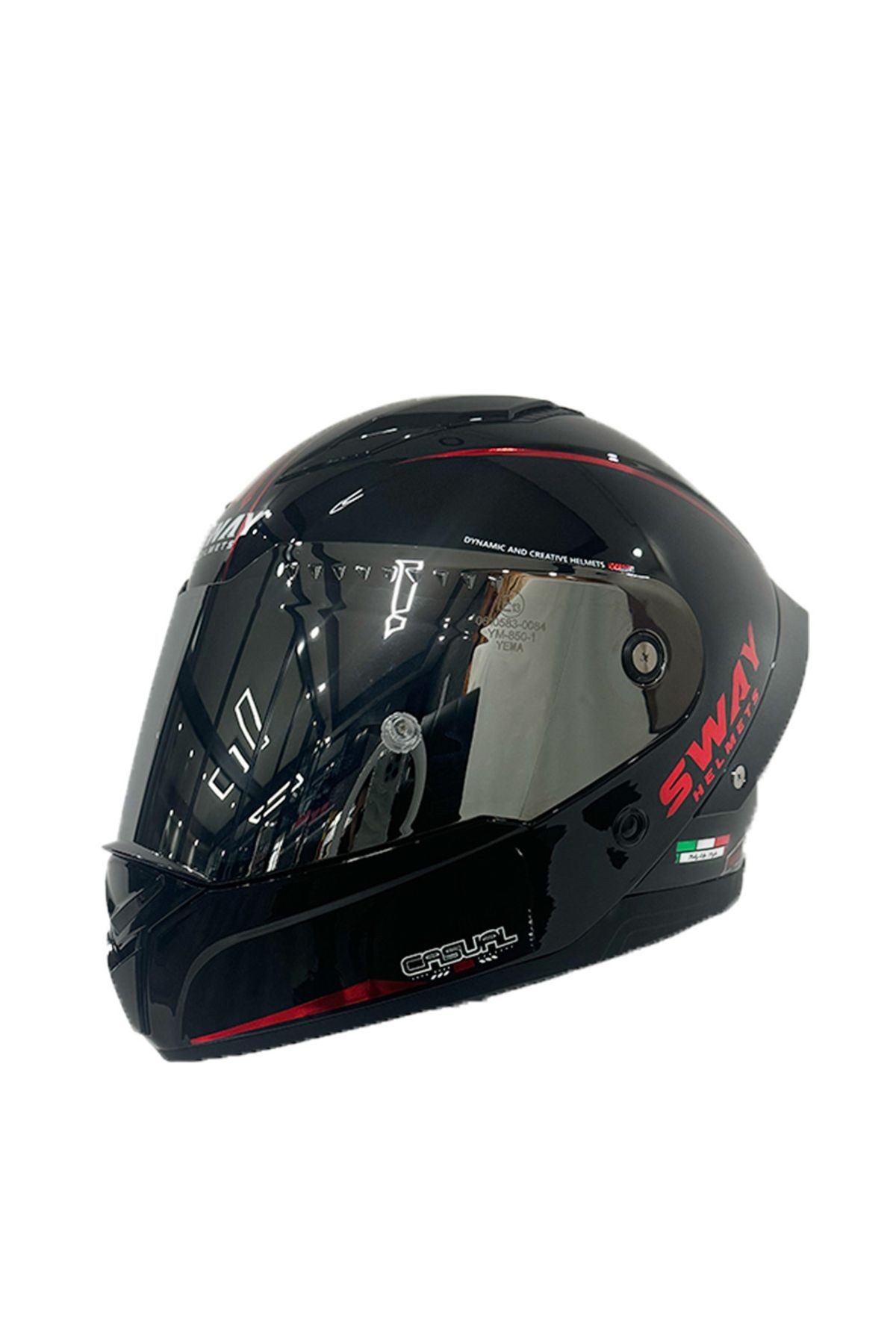 SW 850 Black Red Full Face Motosiklet Kaskı