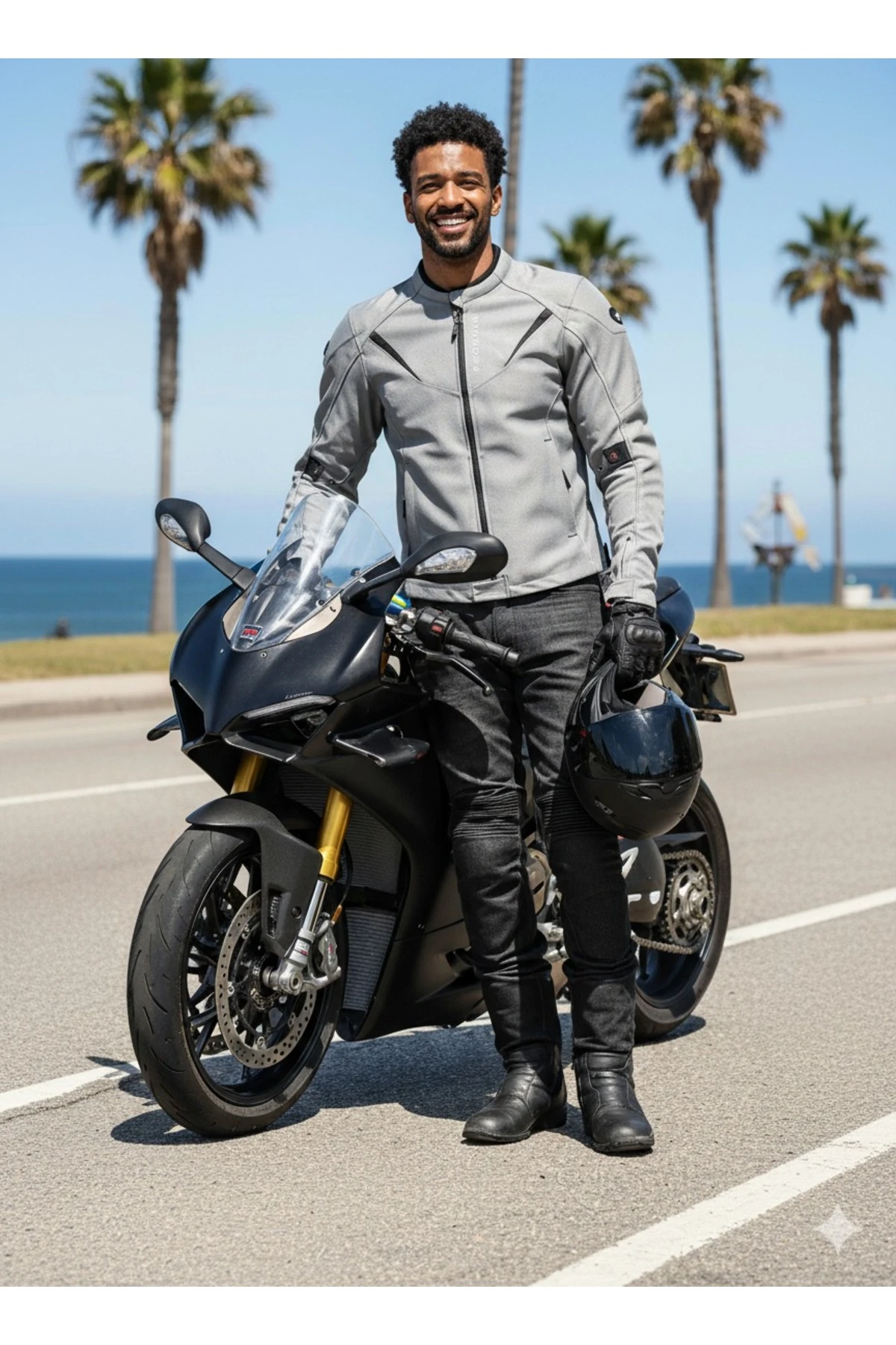 Windy Fileli Yazlık Gri Motosiklet Montu Zırh File Model