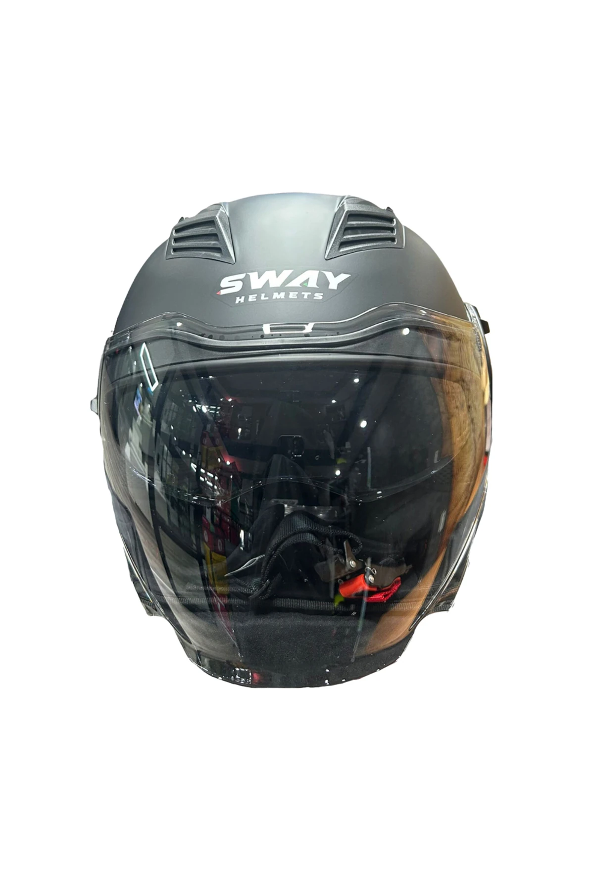 737 Mat Siyah Güneş Vizörlü Yarım Motosiklet Kaskı