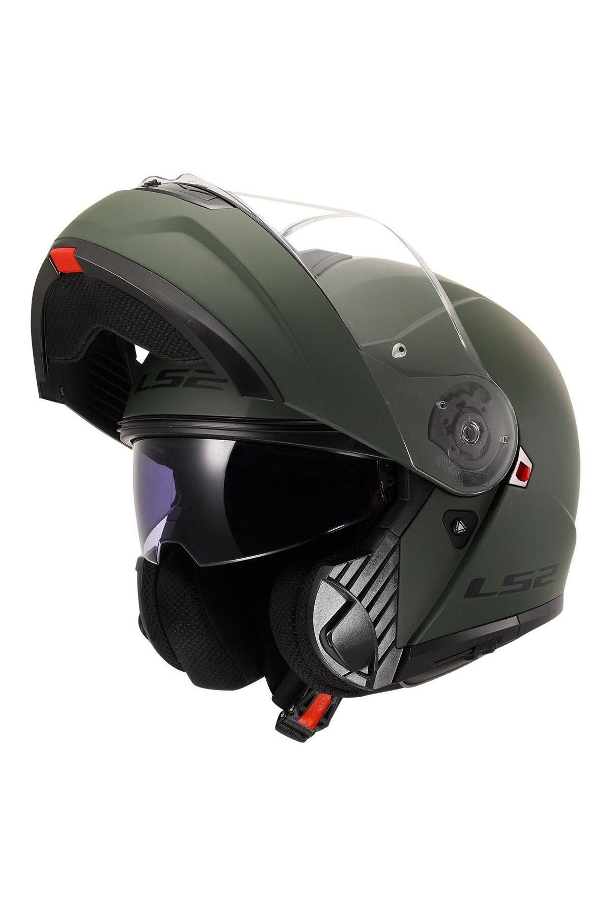 Strobe 2 Mat Yeşil Çene Açılır Kask