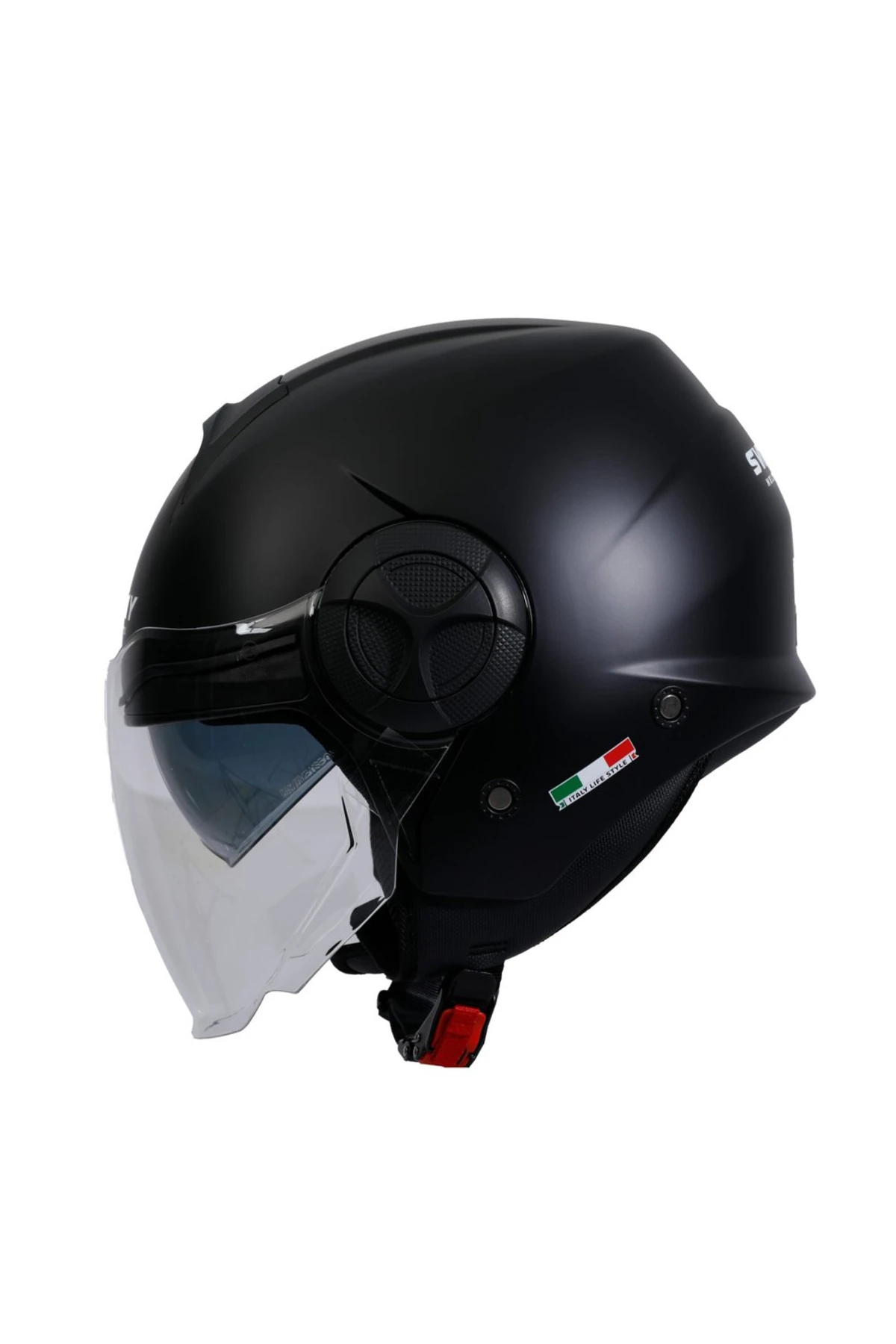 737 Mat Siyah Güneş Vizörlü Yarım Motosiklet Kaskı