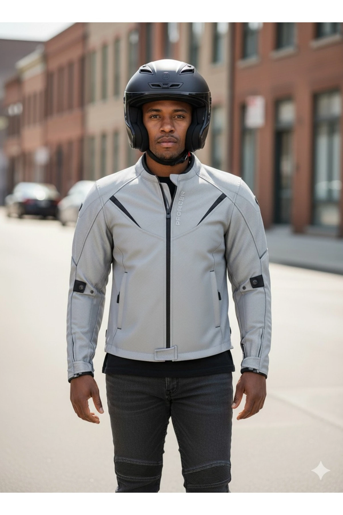 Windy Fileli Yazlık Gri Motosiklet Montu Zırh File Model