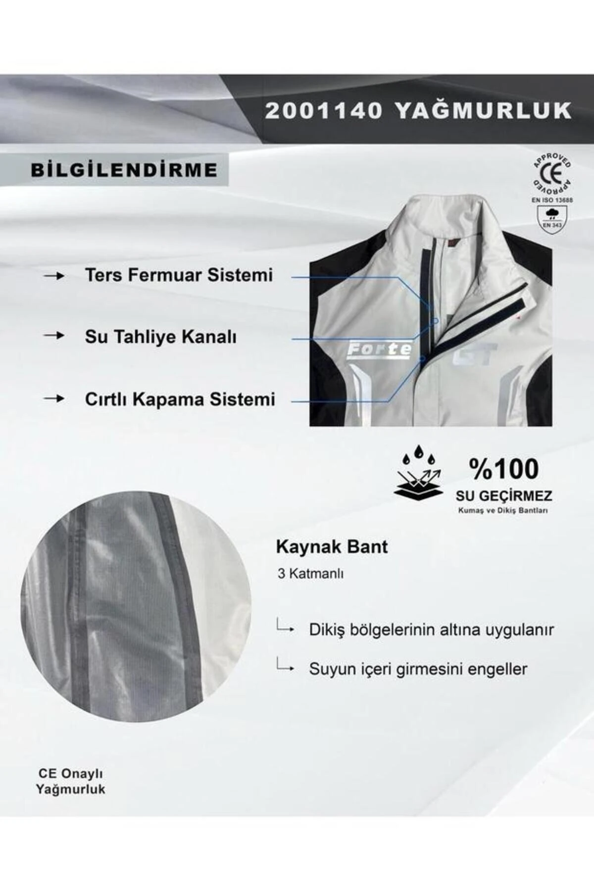 2001140 Taş Siyah Yağmurluk Takım