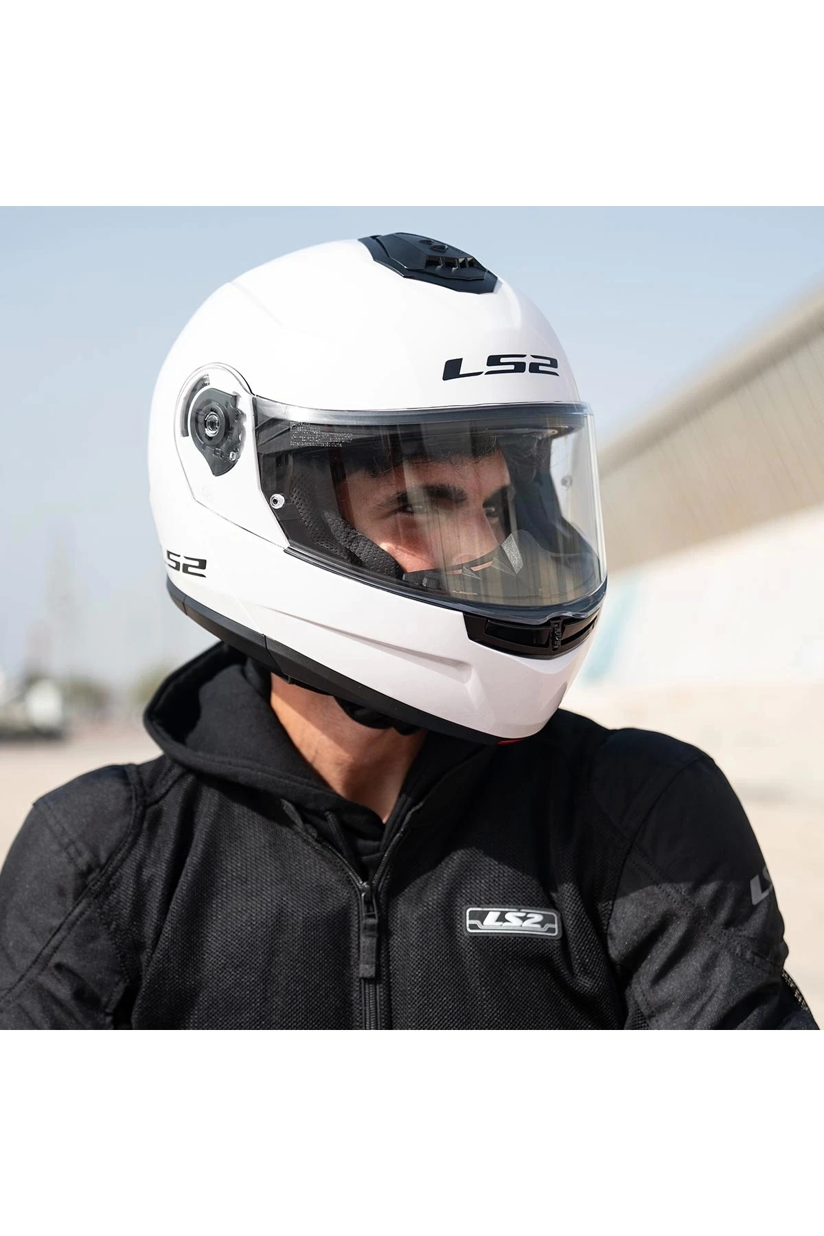 STROBE 2 ÇENE AÇILIR BEYAZ KASK