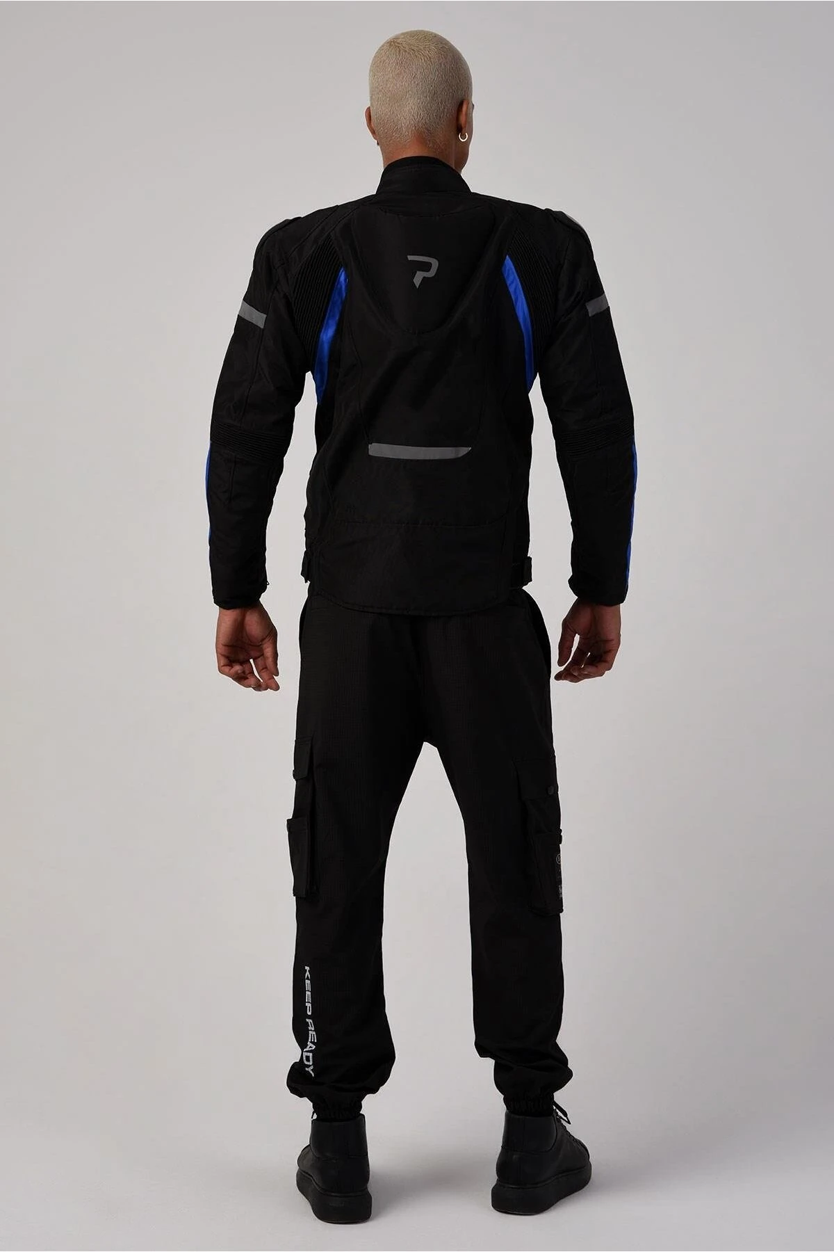 Erkek Mavi Desenli Siyah Colombia Motosiklet Montu