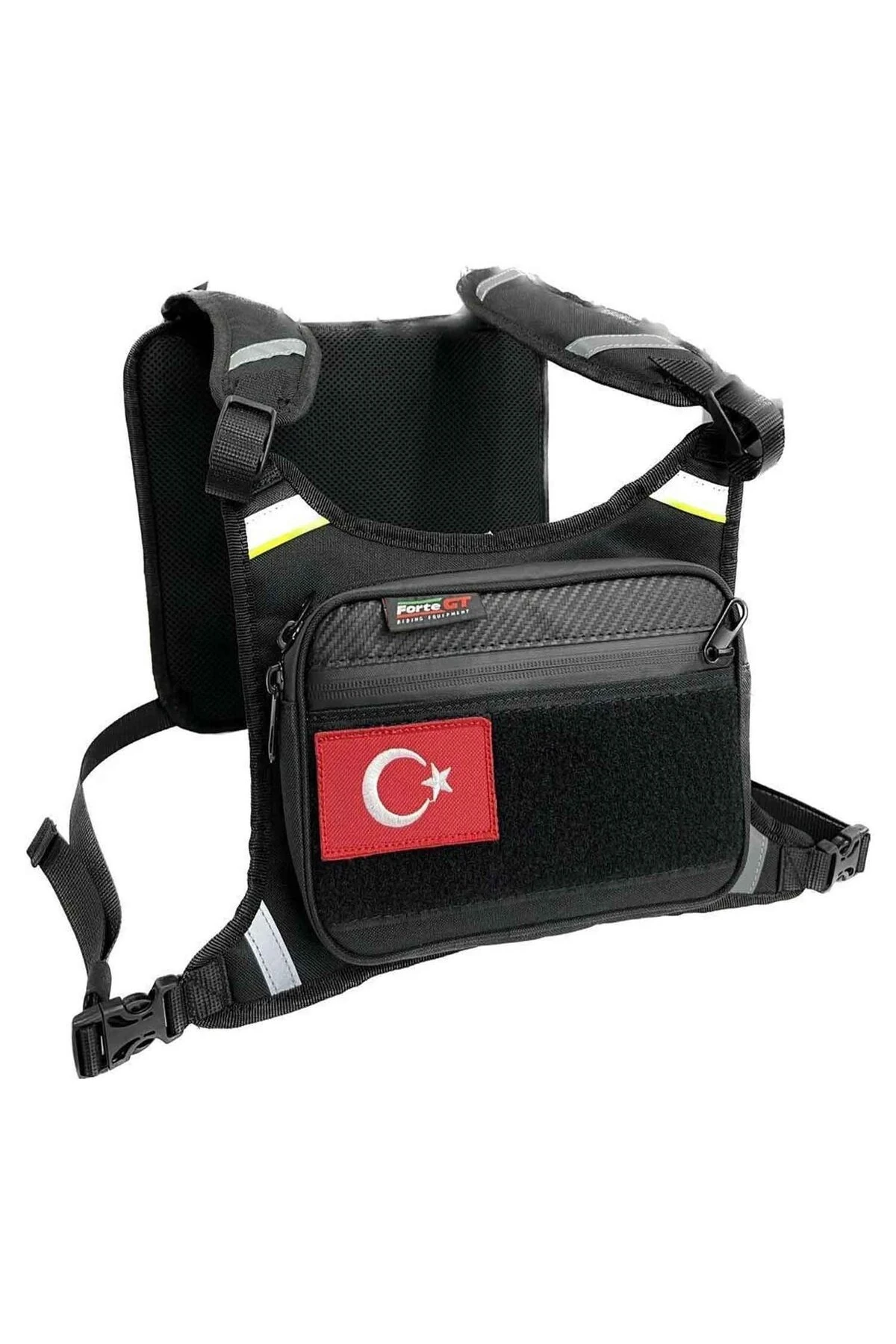 Xbyc 70439 Motosiklet Göğüs Çantası Reflektif Çanta Siyah