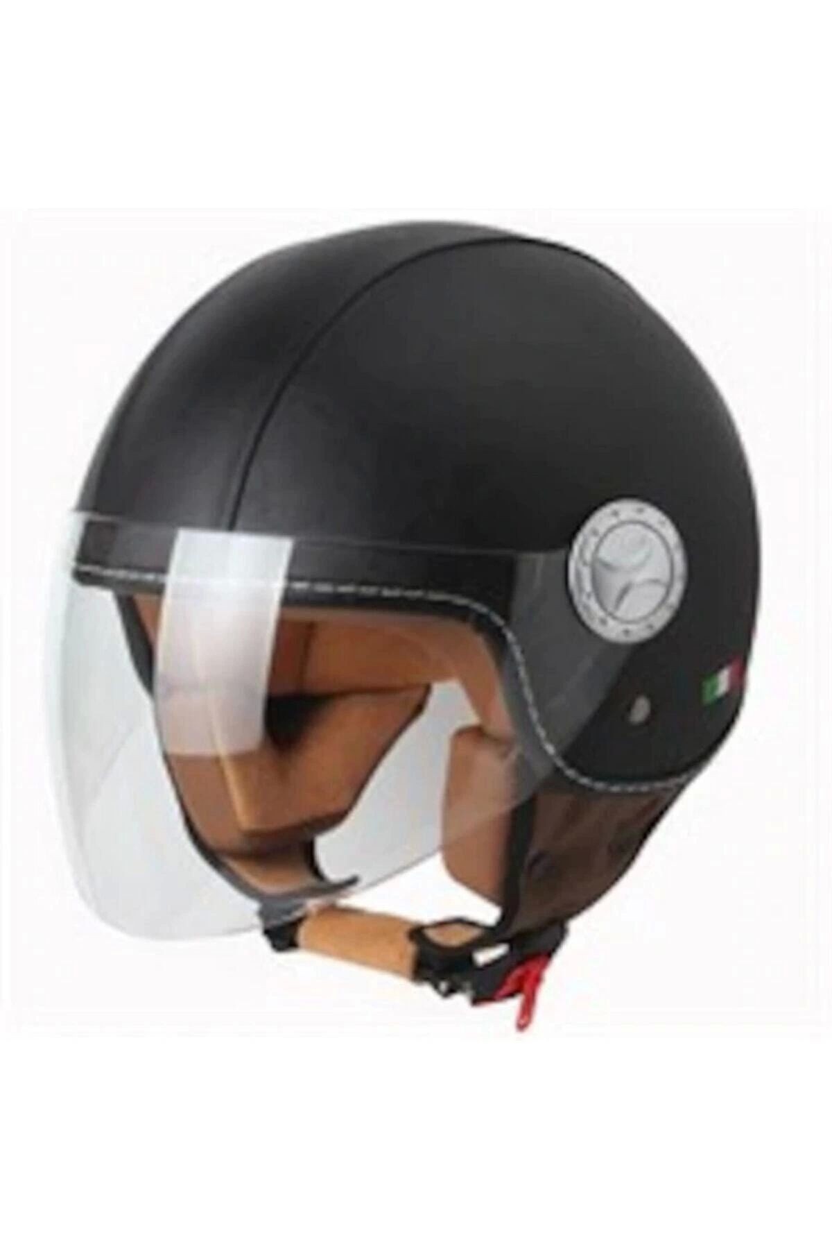 Kask Yarım Deri Kask 701 Siyah