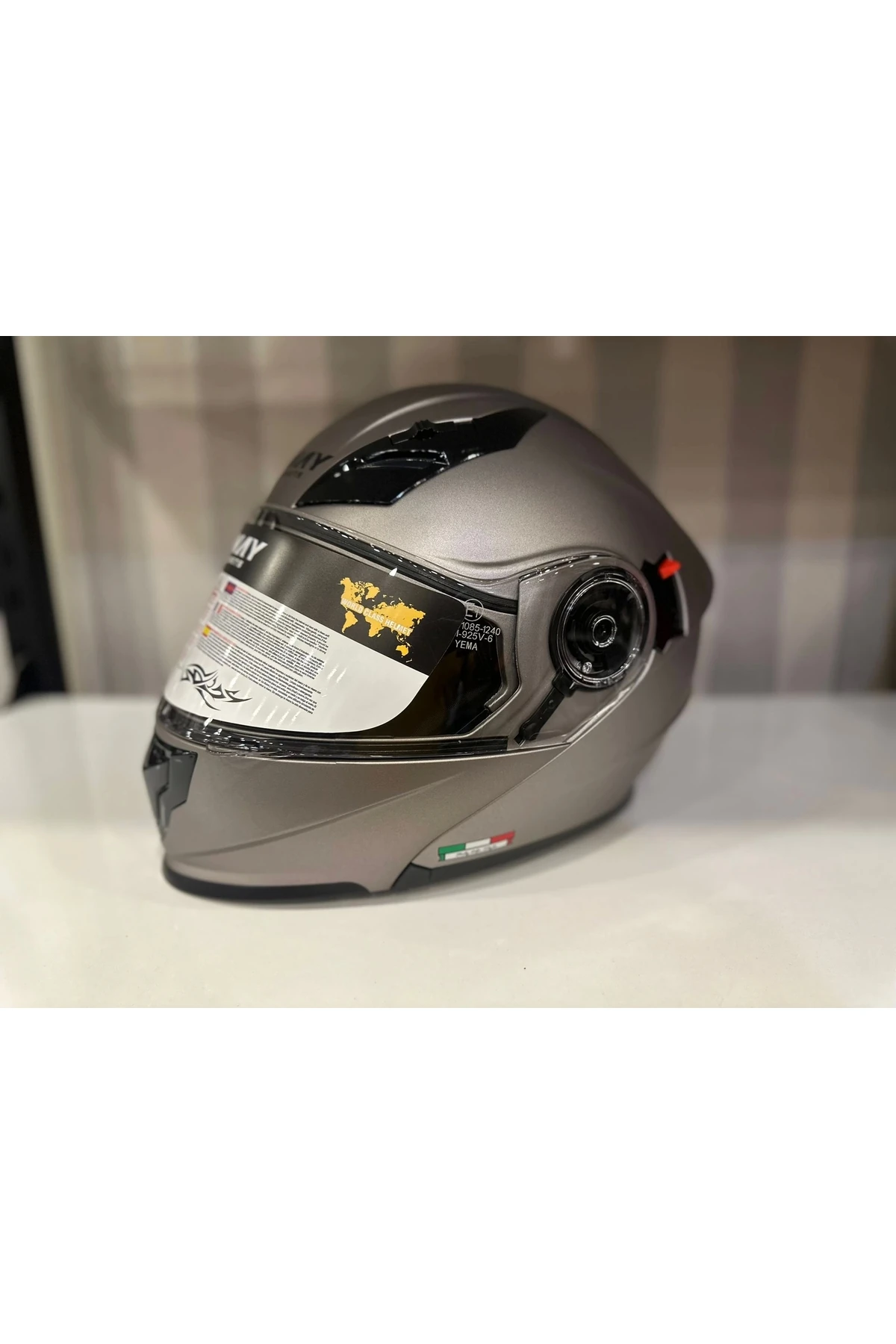 KASK SWAY 926 MAT TİTANYUM ÇENE AÇILIR